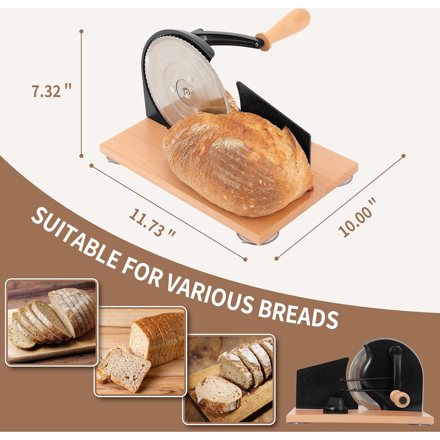 Cortador de Pan Manual CAWIU con Grosor Ajustable Negro