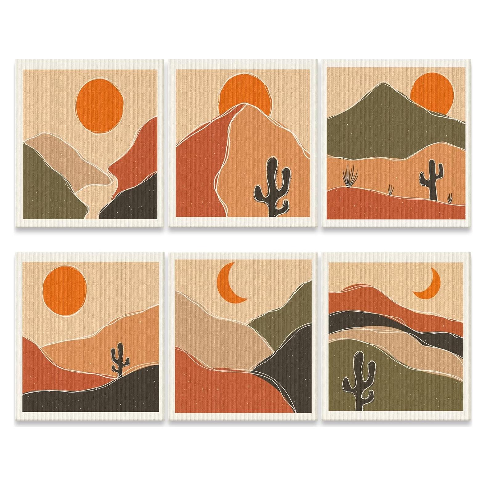 6 Paños de Cocina Reutilizables Cunhill Arte Abstracto 20x18cm