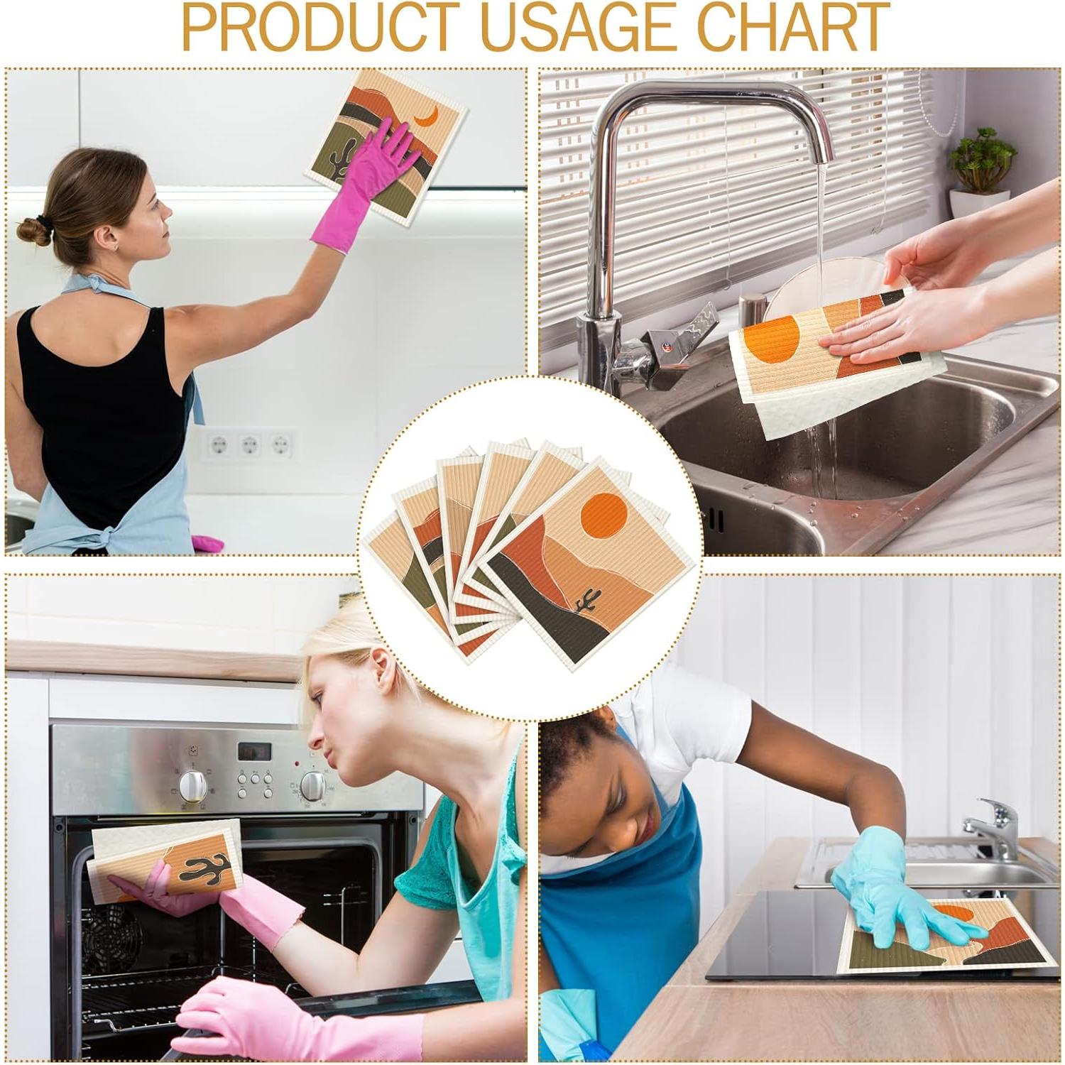 6 Paños de Cocina Reutilizables Cunhill Arte Abstracto 20x18cm