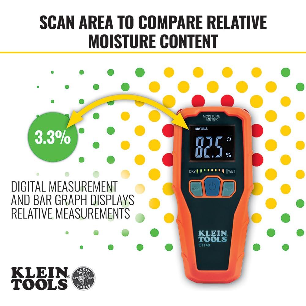 Klein Tools ET140 Medidor de Humedad Sin Punzón 1,91 cm