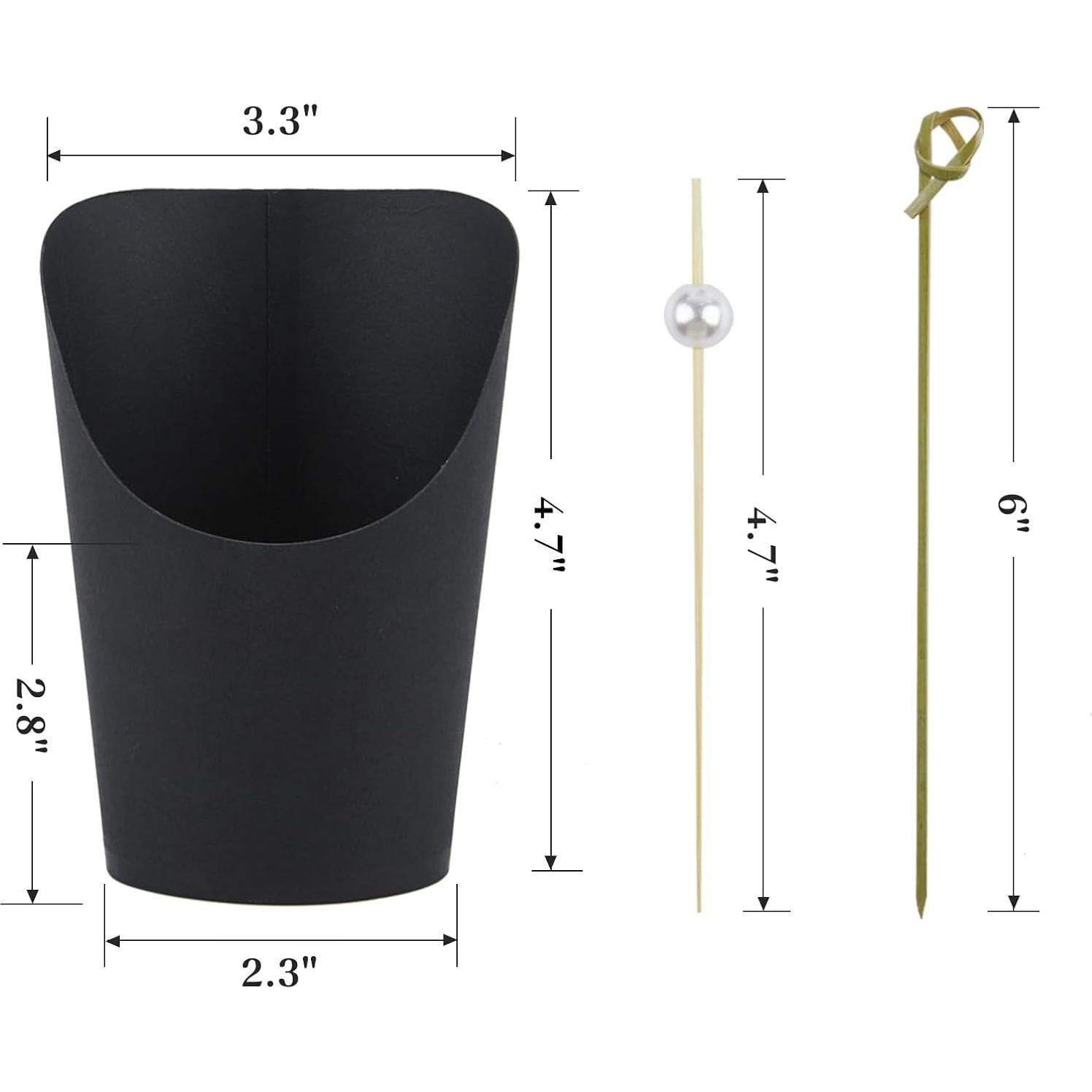 Copa de Charcutería Ocmoiy Negra Desechable 414ml - 50 Tazas + 200 Palitos