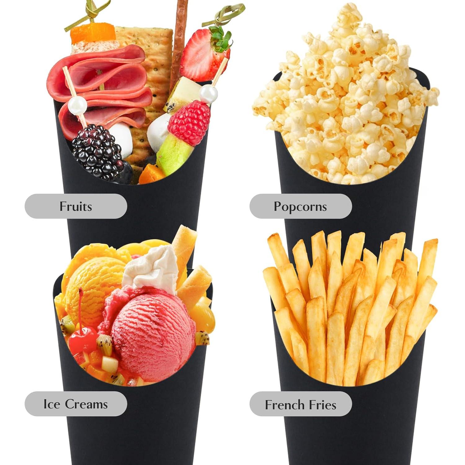 Copa de Charcutería Ocmoiy Negra Desechable 414ml - 50 Tazas + 200 Palitos