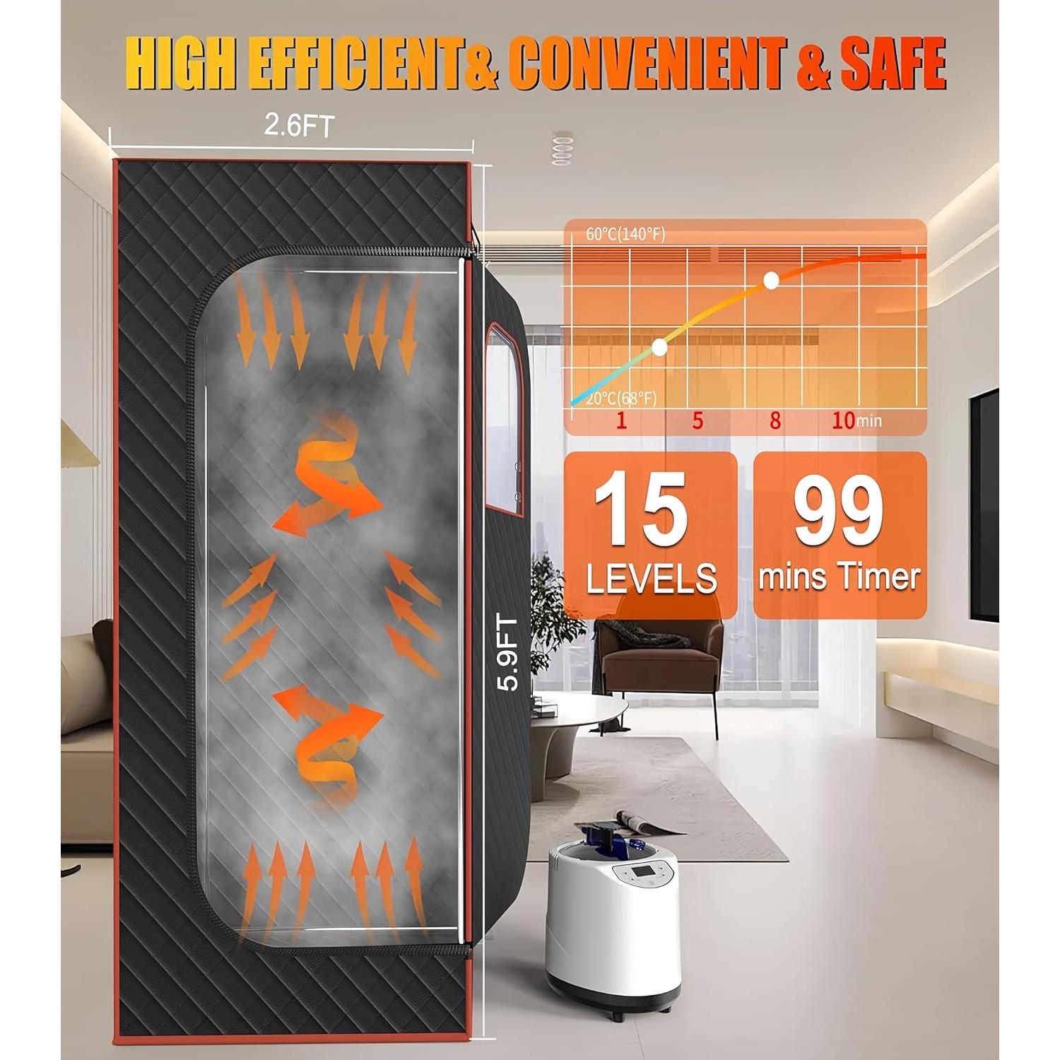 Caja de Sauna Portátil QIOMALA SNF-4 con Vaporizador 3L