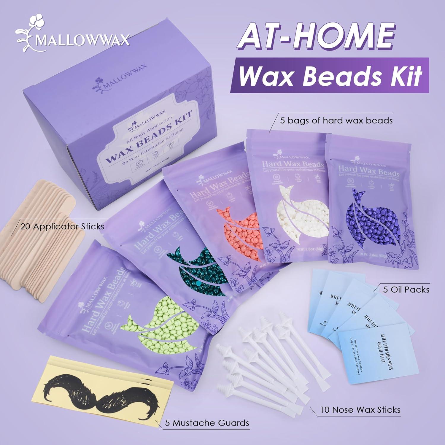 Kit de Perlas de Cera Dura Mallowwax - 5 Aromas para Depilación
