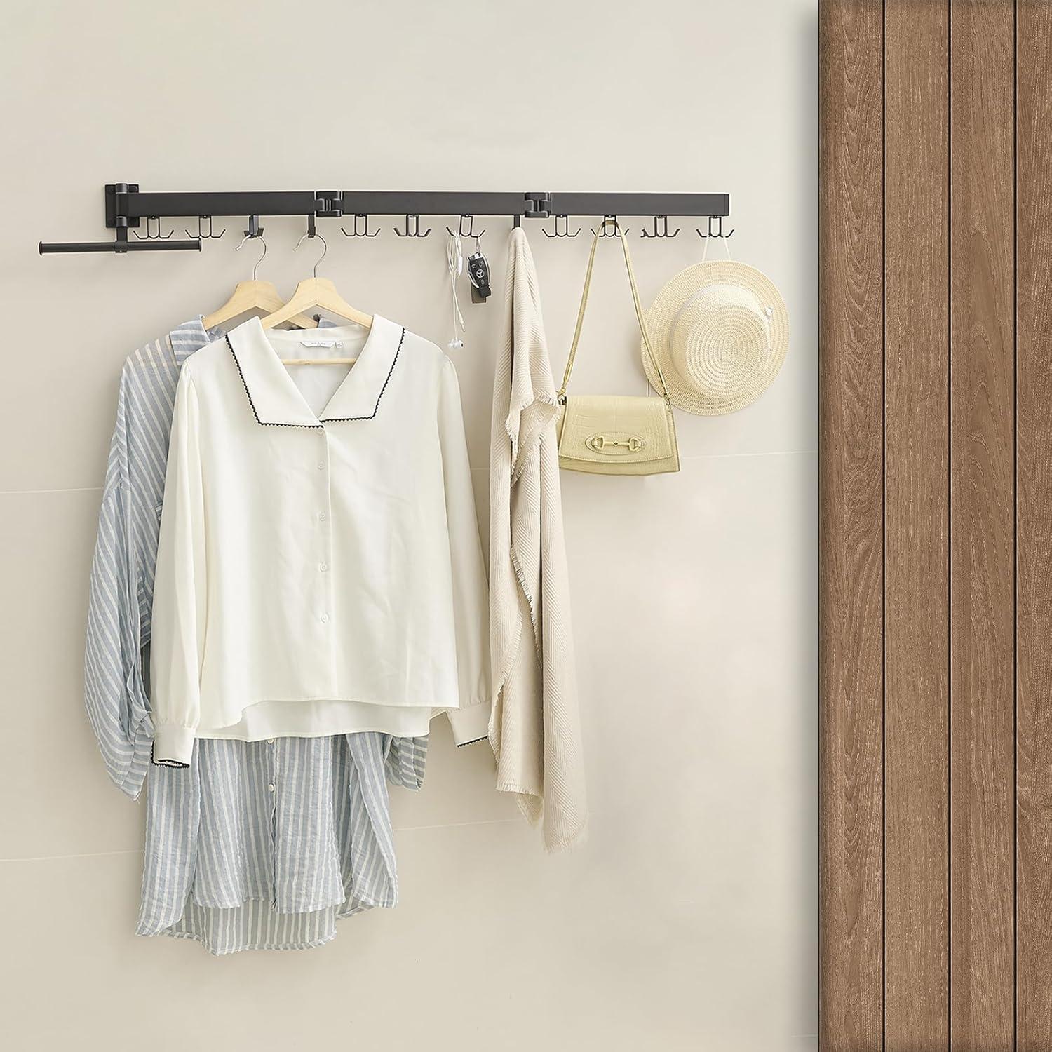 Perchero de Ropa Plegable JOOM Montado en la Pared Negro