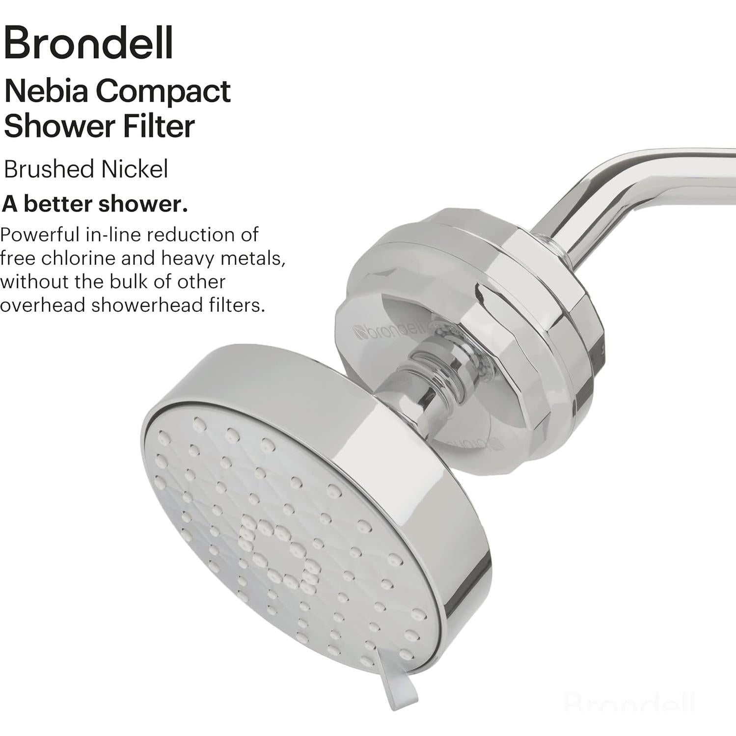 Filtro de Ducha Brondell VivaSpring Compacto Níquel Cepillado