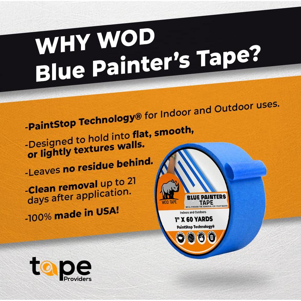 Cinta de Pintor Azul WOD 2.54 cm x 54.86 m - Enmascarar Paredes