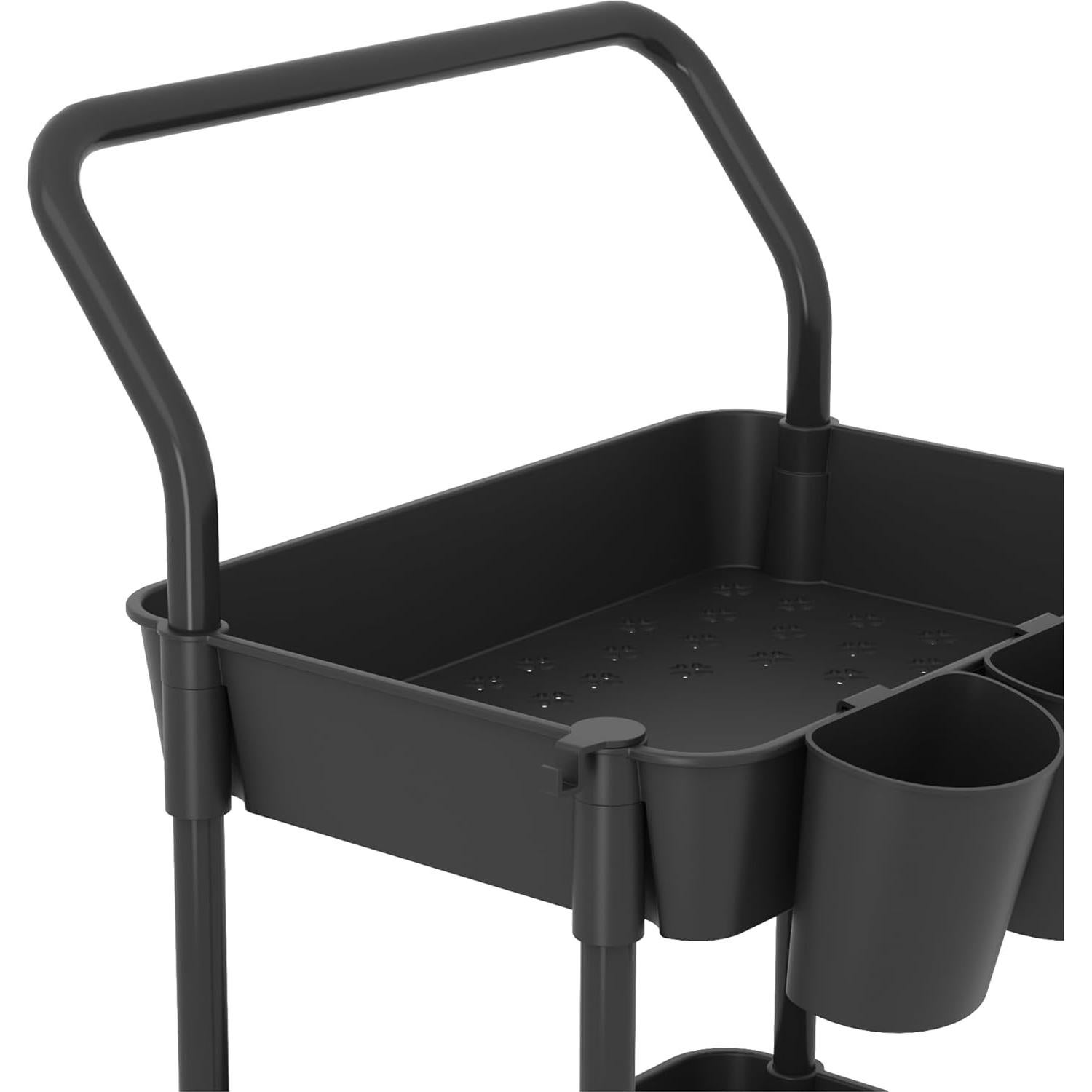 Carro de Almacenamiento Buzowruil 3 Niveles Negro con Ruedas