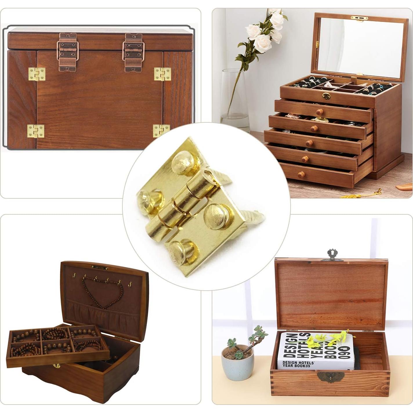 50 Bisagras Miniatura Doradas Honbay para Casa de Muñecas