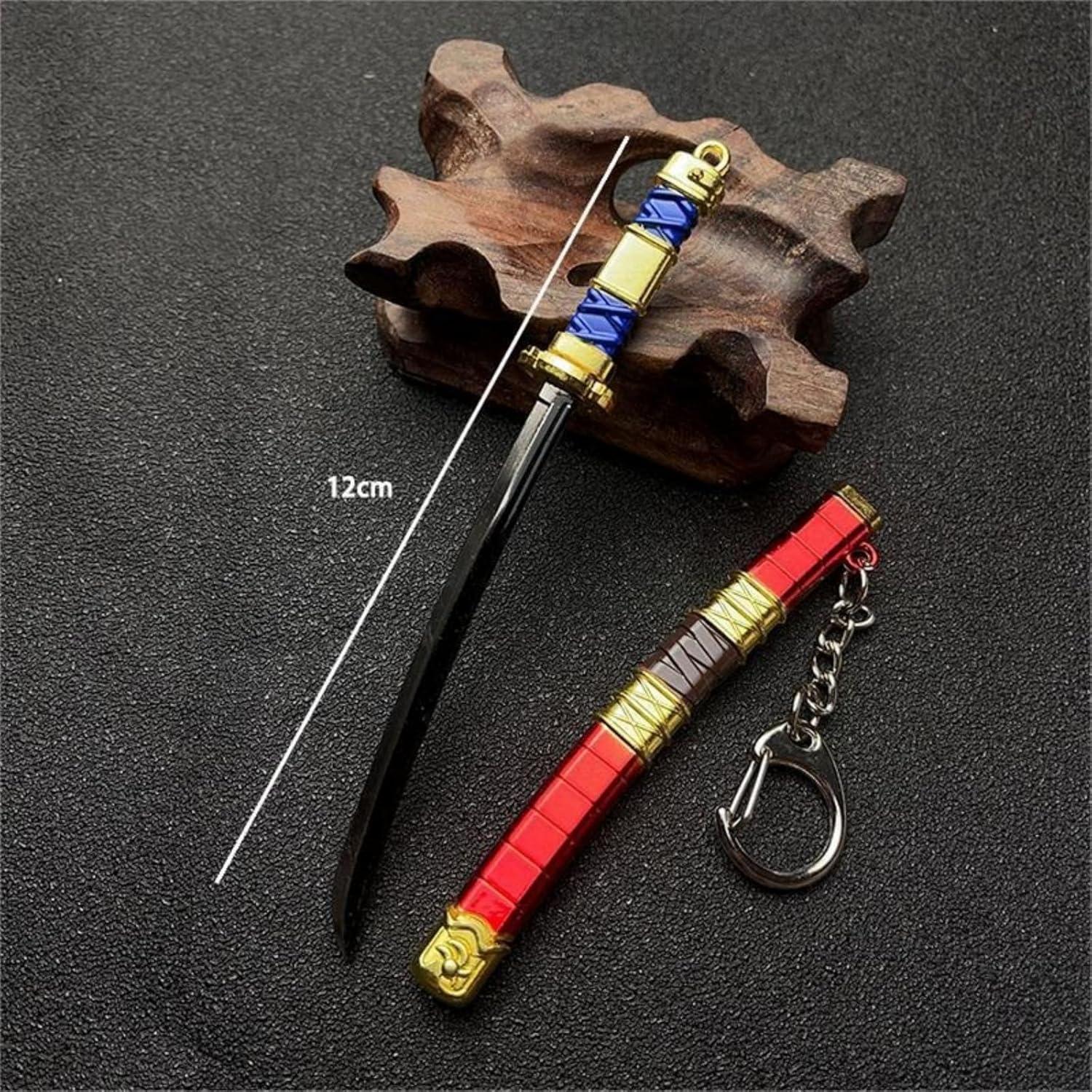 2ps Mini Toy Katana Keychain, Metal Model Sword with Pull Out Best Gift for Anime Lovers Samurai Sword Game Series