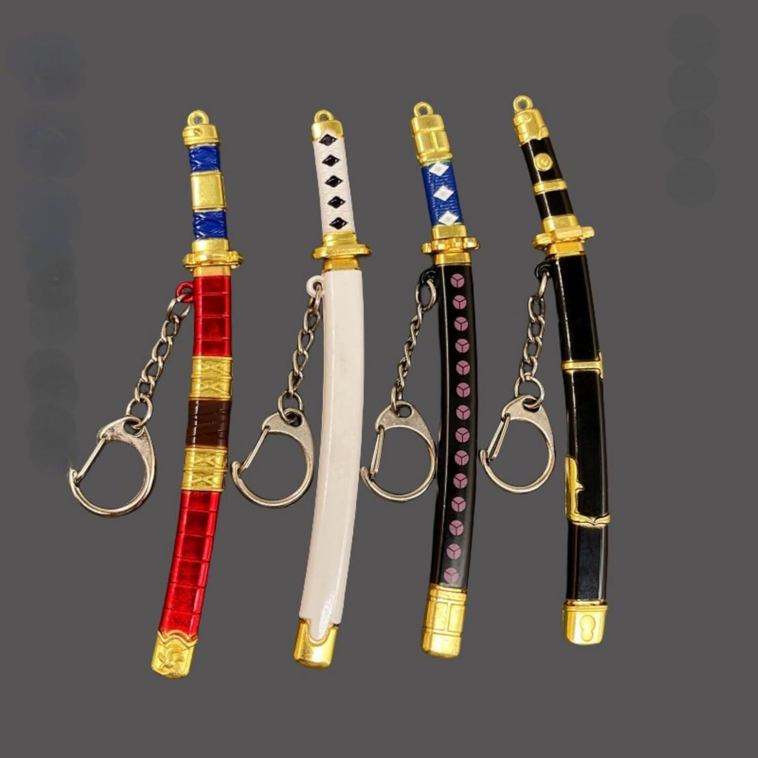 2ps Mini Toy Katana Keychain, Metal Model Sword with Pull Out Best Gift for Anime Lovers Samurai Sword Game Series