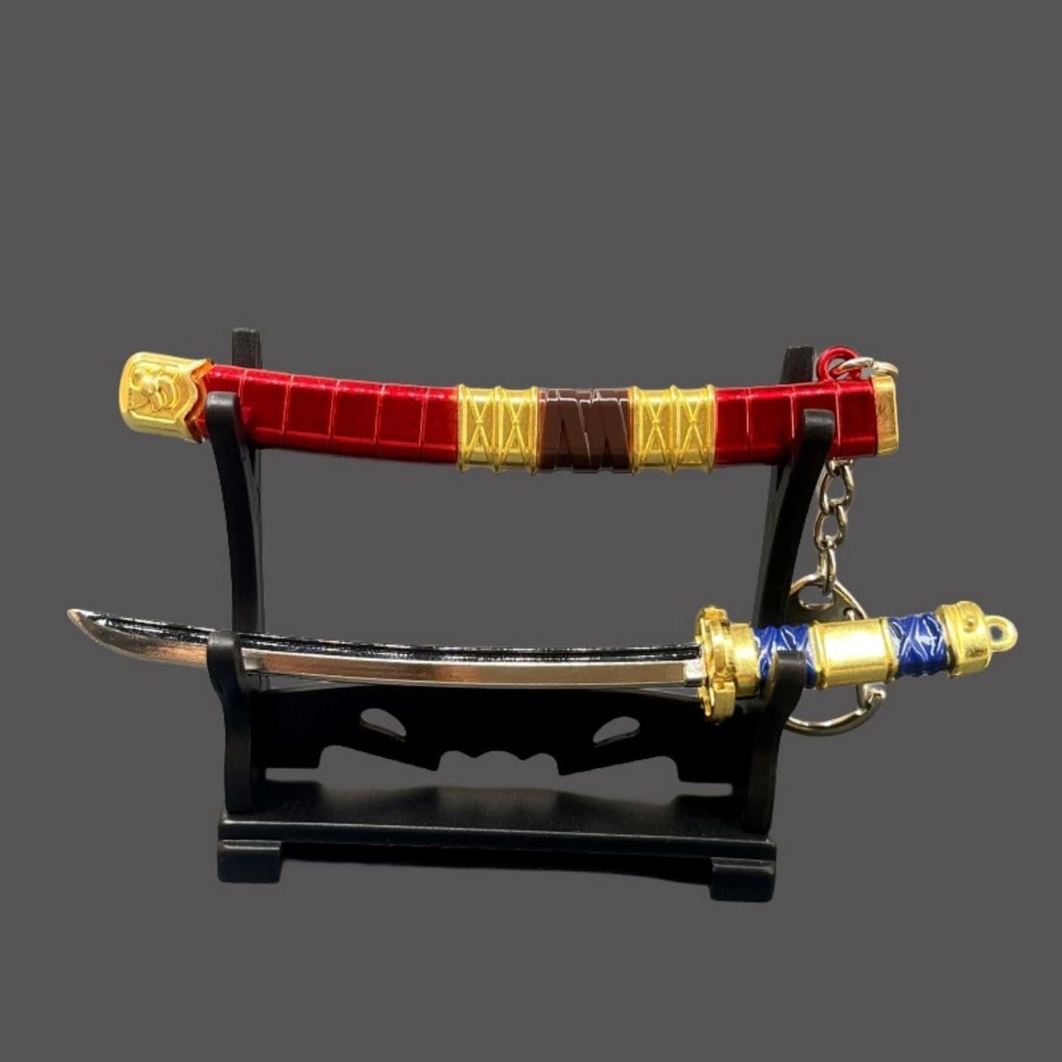 2ps Mini Toy Katana Keychain, Metal Model Sword with Pull Out Best Gift for Anime Lovers Samurai Sword Game Series