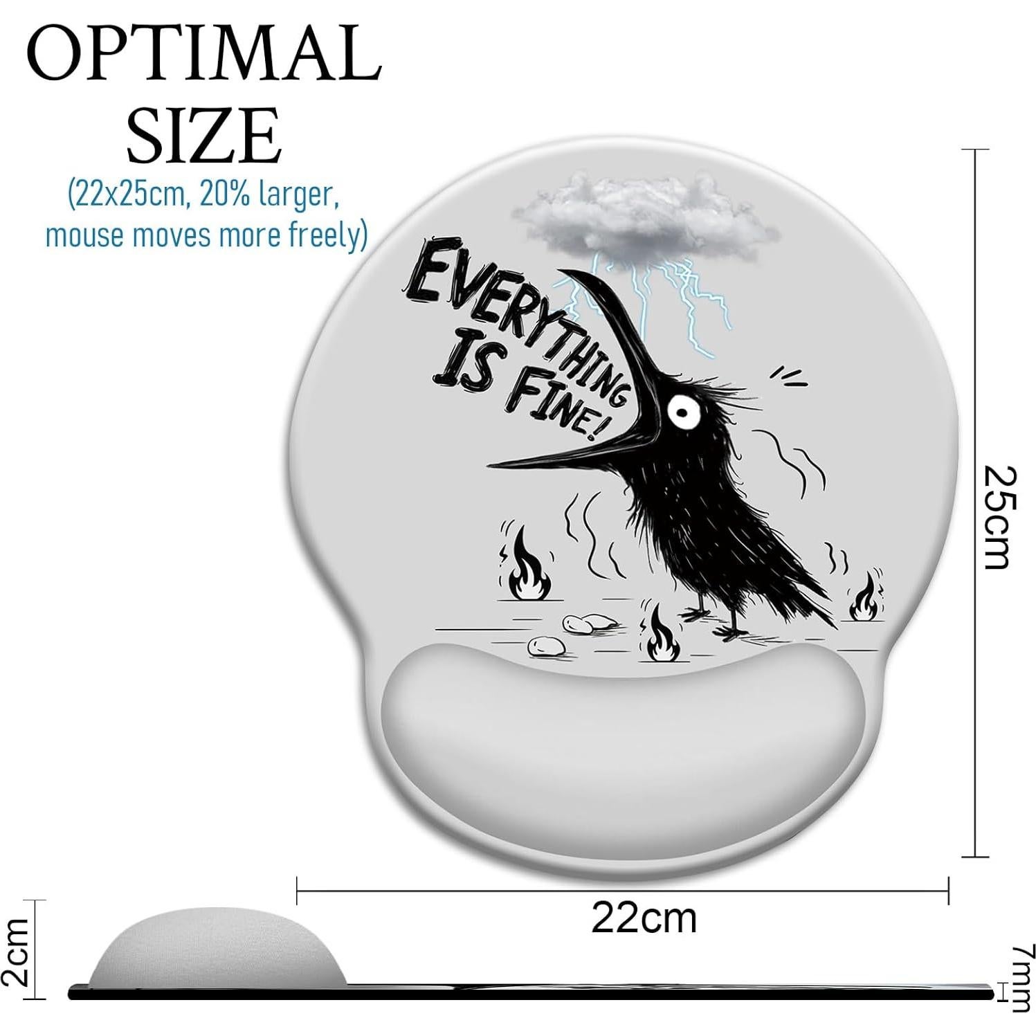 Alfombrilla de Ratón Ergonómica Blusabaca Cuervo 25.1x22.1cm