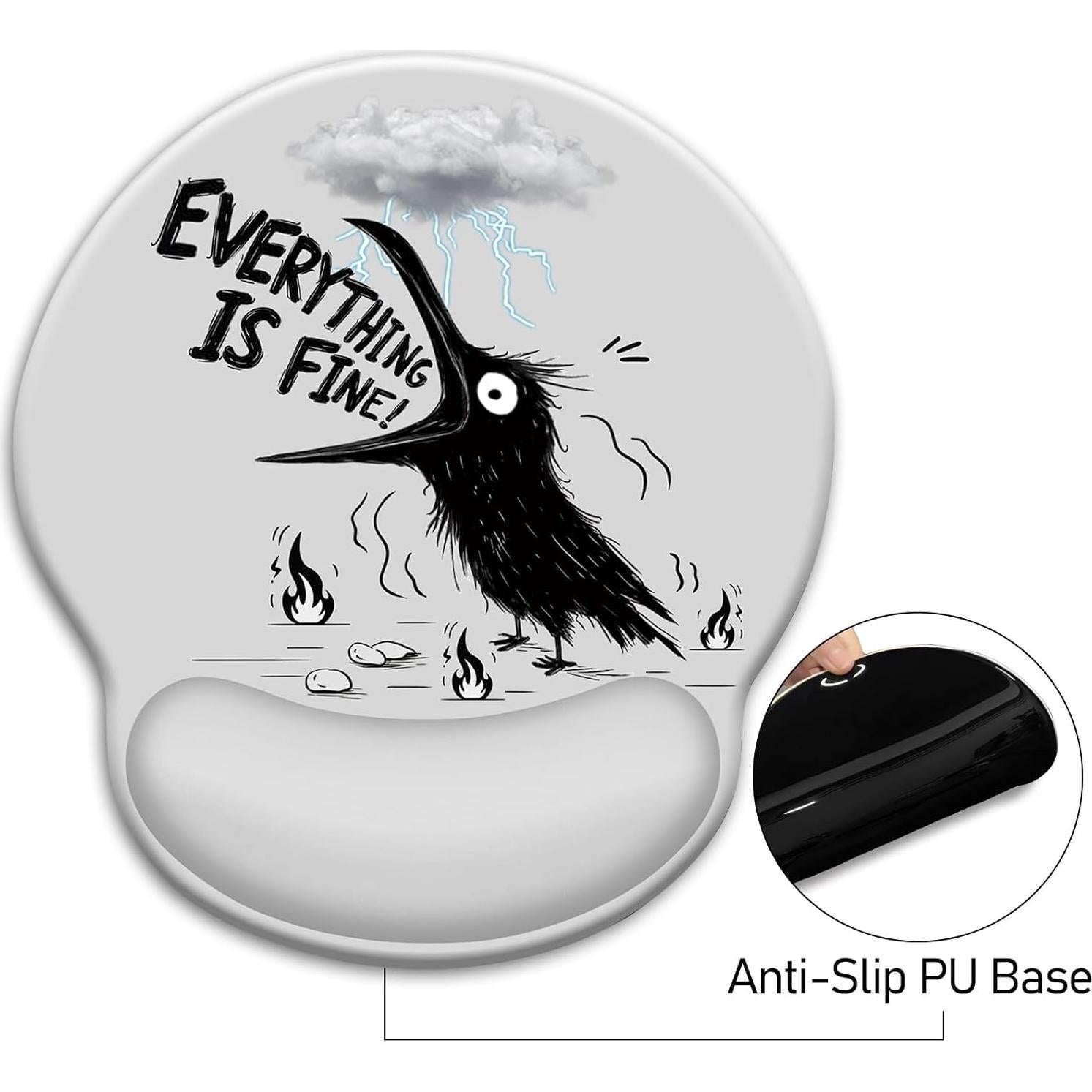 Alfombrilla de Ratón Ergonómica Blusabaca Cuervo 25.1x22.1cm