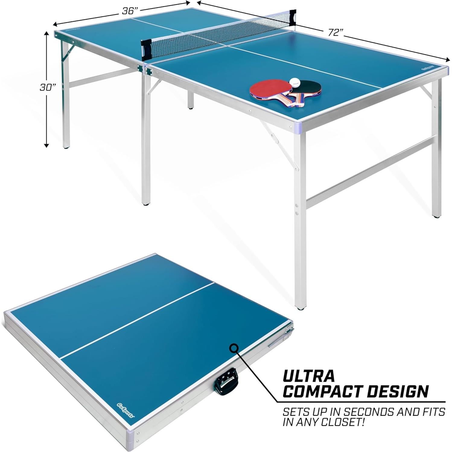 Mesa de Tenis de Mesa GoSports 1,83m x 0,91m Azul