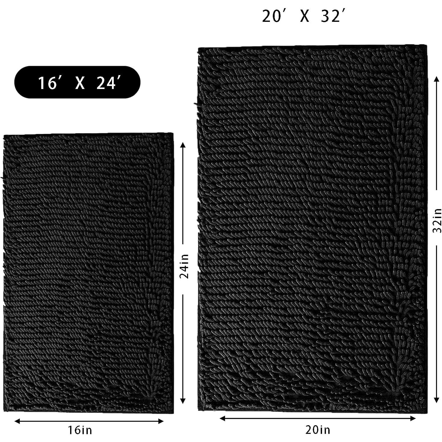 Alfombra de Baño Antideslizante Eanpet Chenille 40x60cm Negro