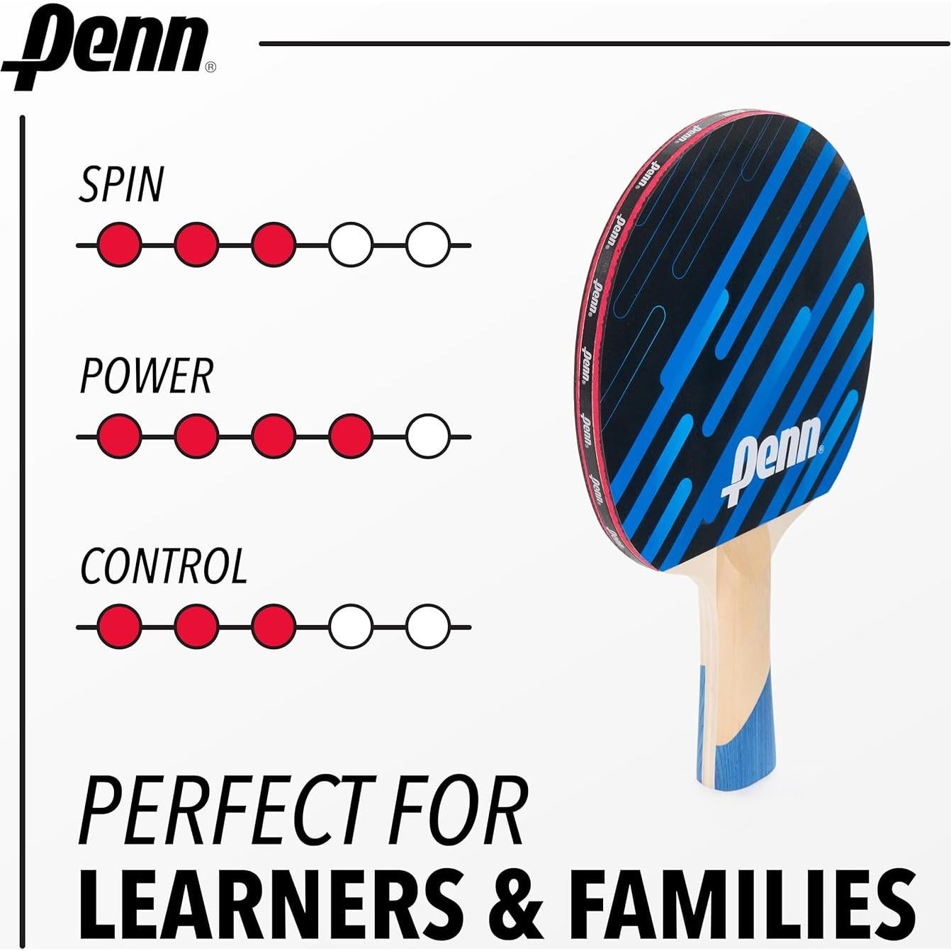 Palas de Ping Pong Penn 3.0 - Kit para 2 Jugadores con Pelotas