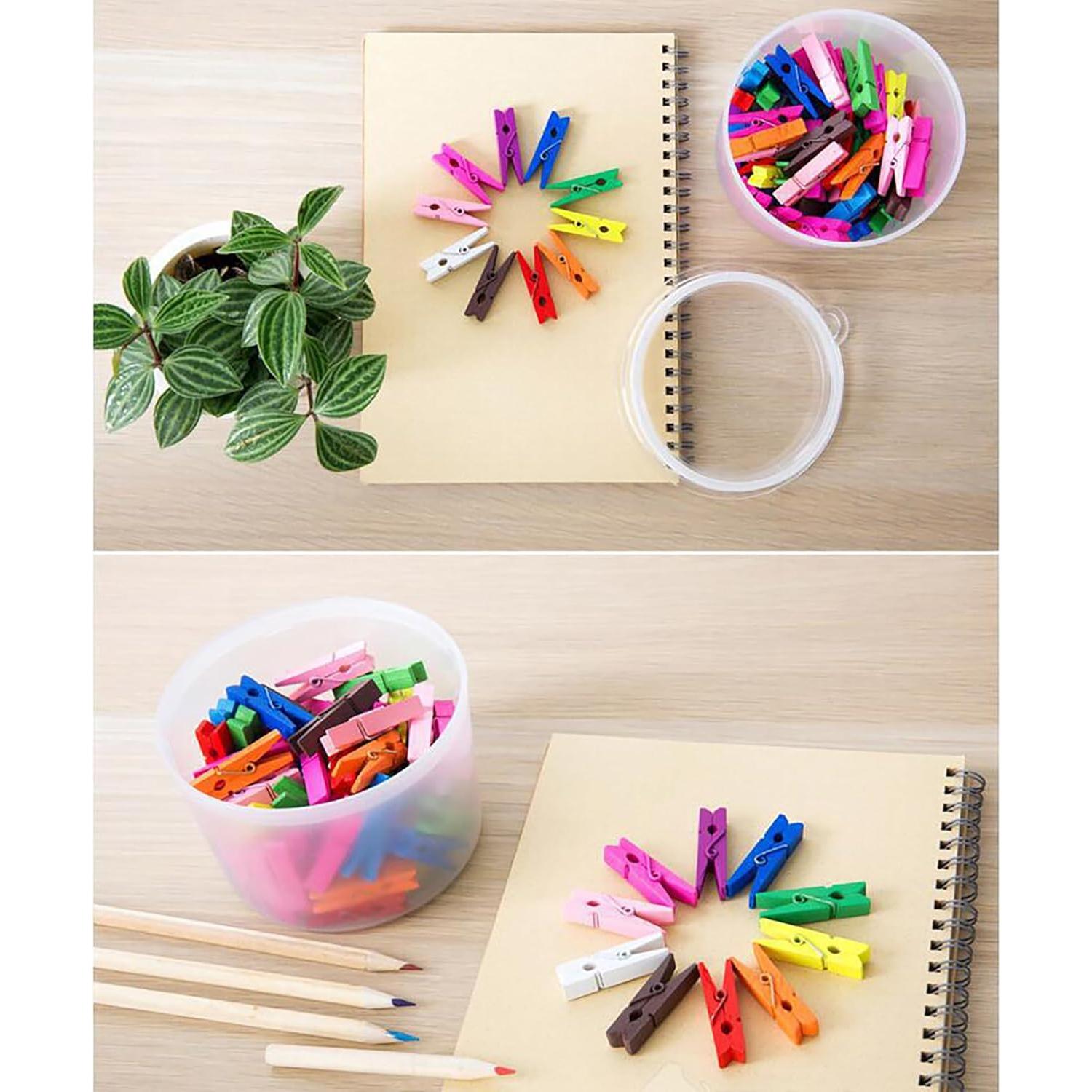 Mini Pinzas de Madera Yansanido 100pcs 2.5cm Multicolor