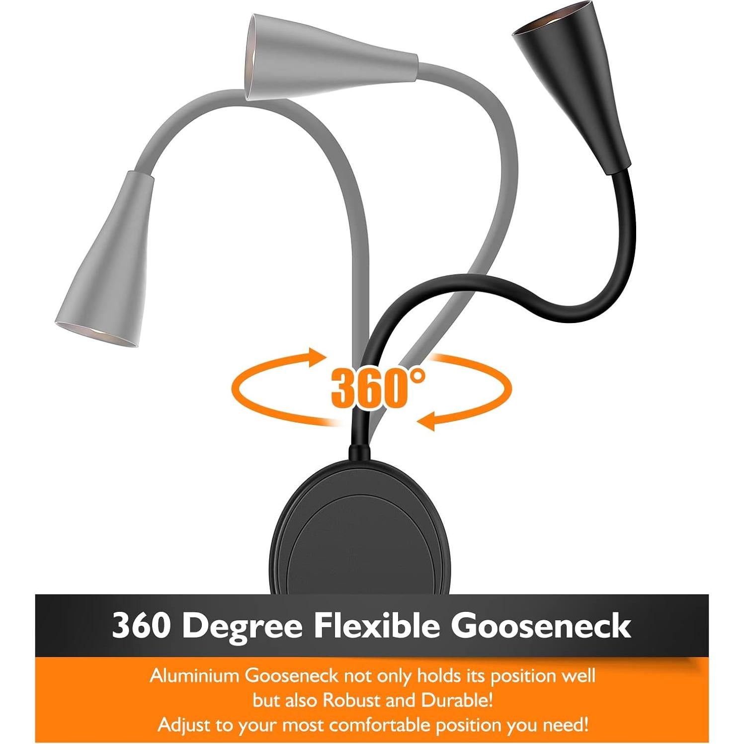 Luz de Lectura LED Montada en Pared SANKEDOU con USB y 5 Niveles