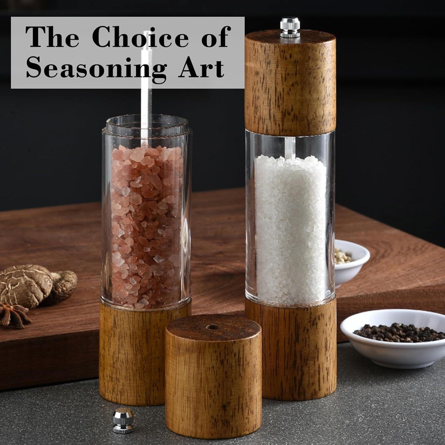 Molinillo de Sal y Pimienta Nedyfix 2Pcs Madera y Acrílico 22.7cm