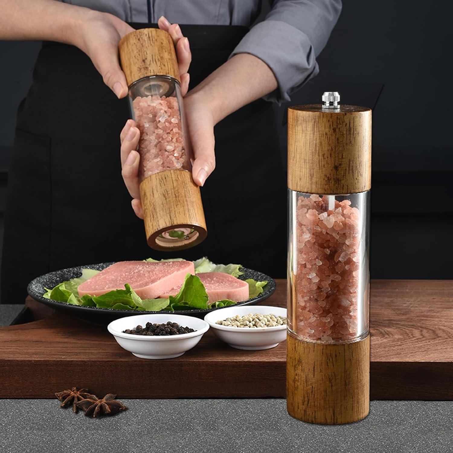 Molinillo de Sal y Pimienta Nedyfix 2Pcs Madera y Acrílico 22.7cm
