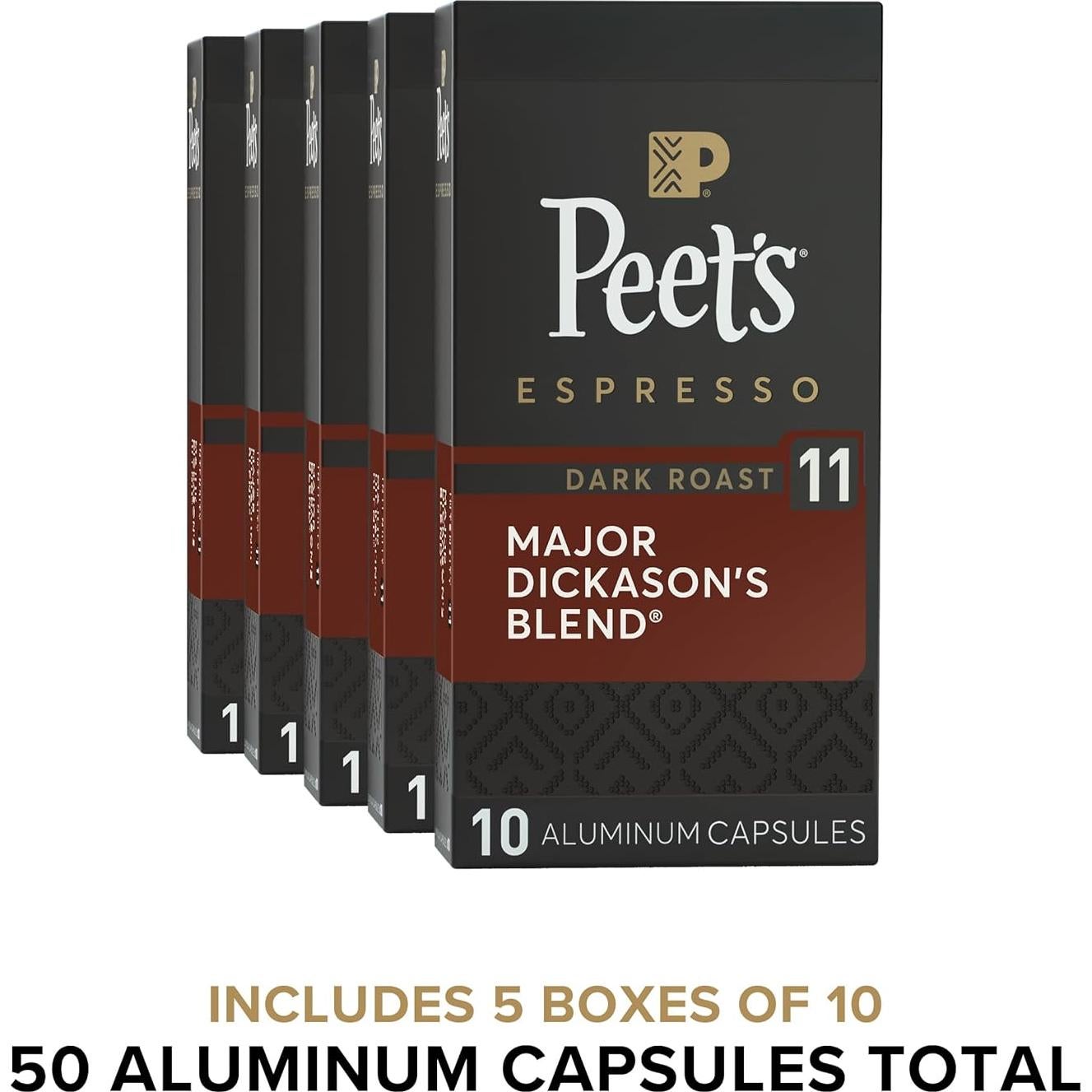 Cápsulas de Espresso Peet's Major Dickason's Tostado Oscuro 50 Unidades