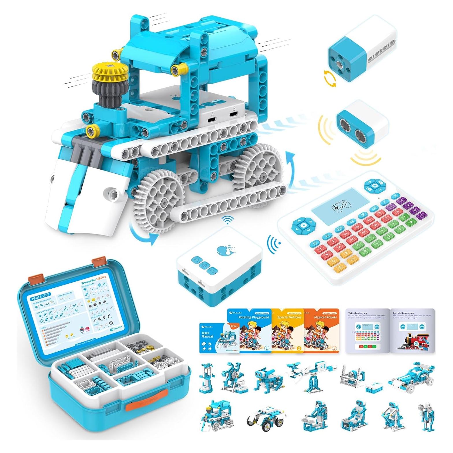 WhalesBot D3 Pro Kit 12-en-1 Robot Programación STEM 6-8 Años