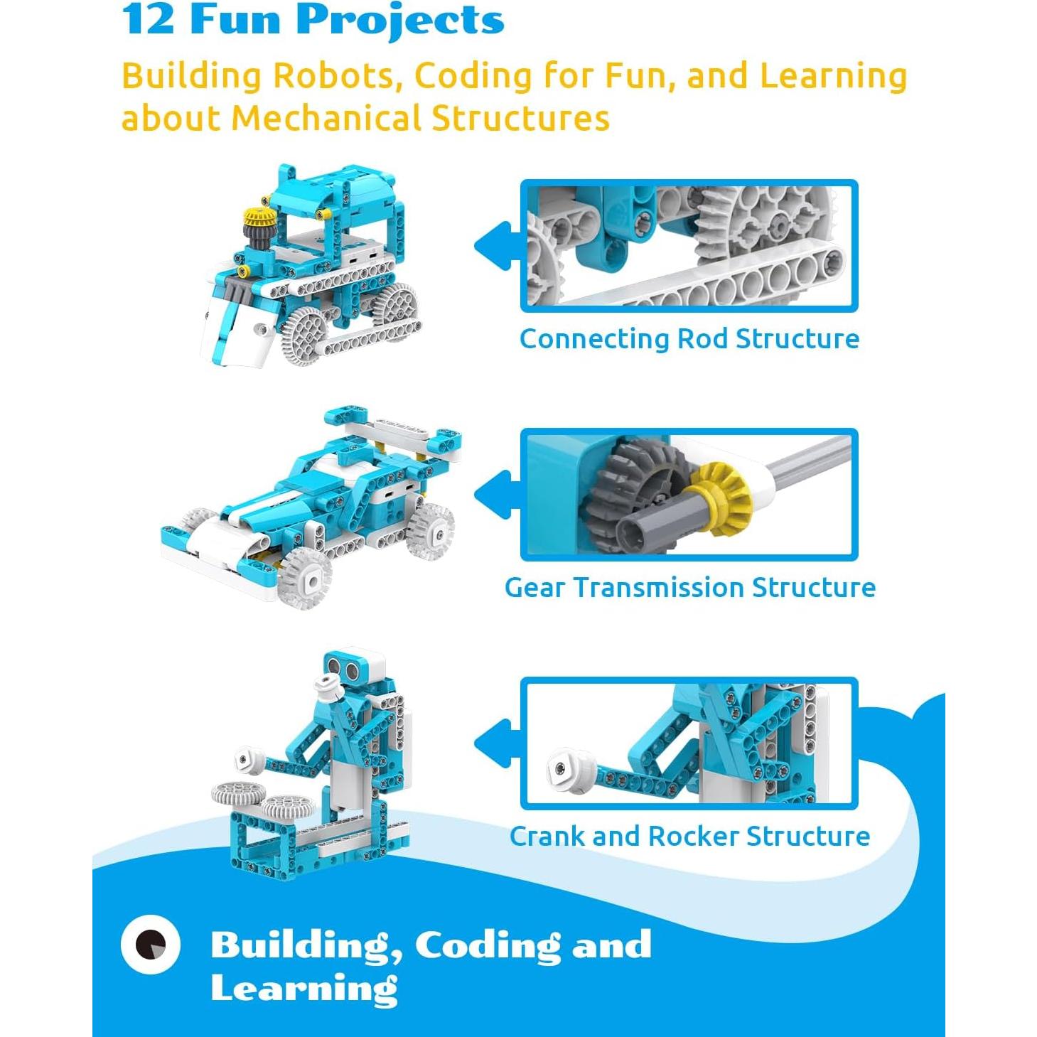 WhalesBot D3 Pro Kit 12-en-1 Robot Programación STEM 6-8 Años