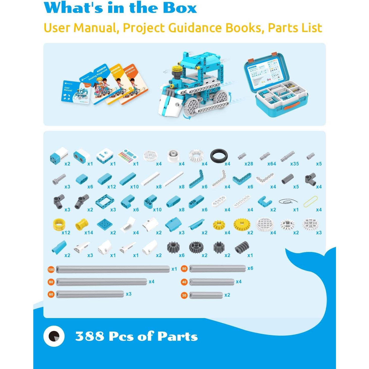 WhalesBot D3 Pro Kit 12-en-1 Robot Programación STEM 6-8 Años