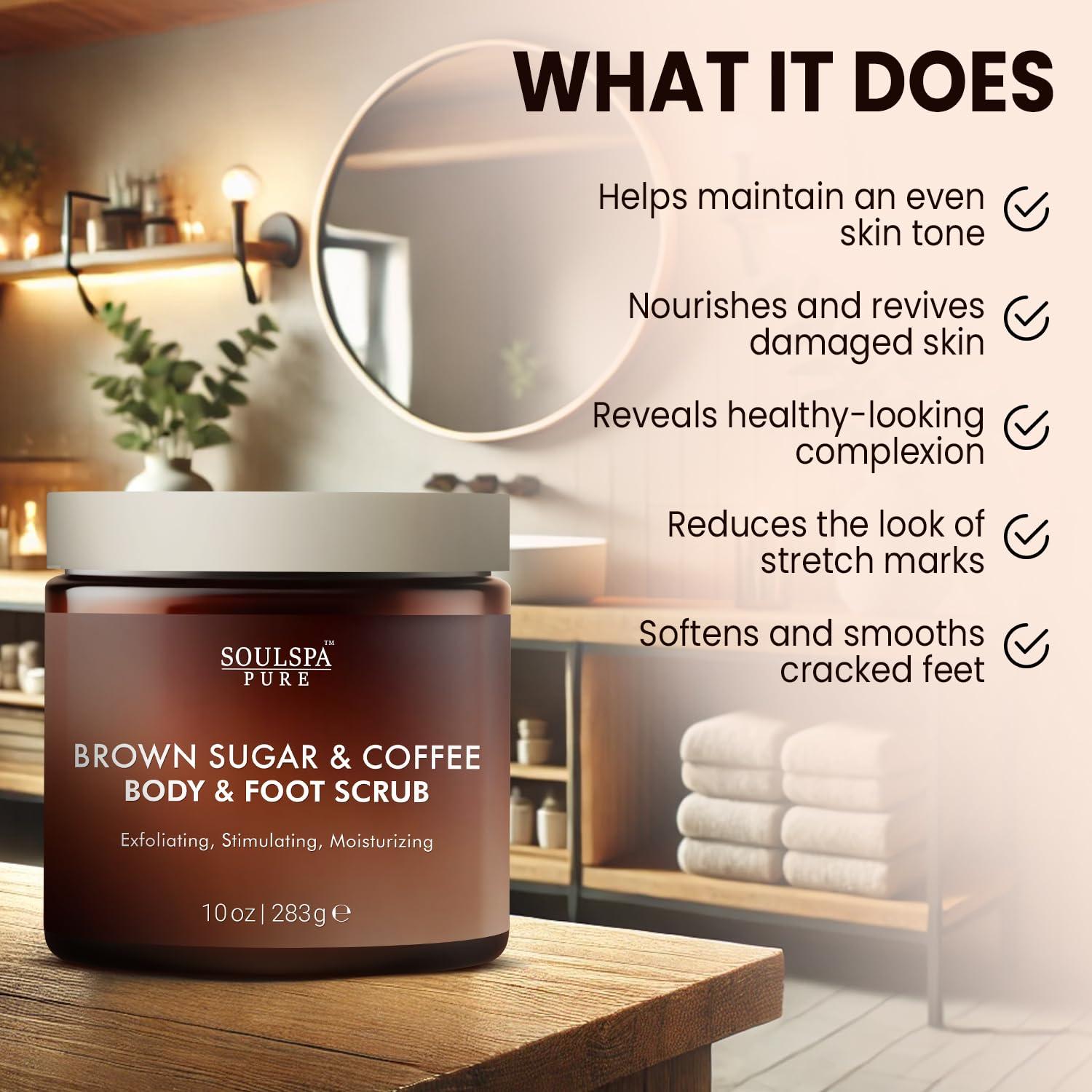 Exfoliante Corporal y de Pies SoulSpa 283.5 g Café y Azúcar Moreno