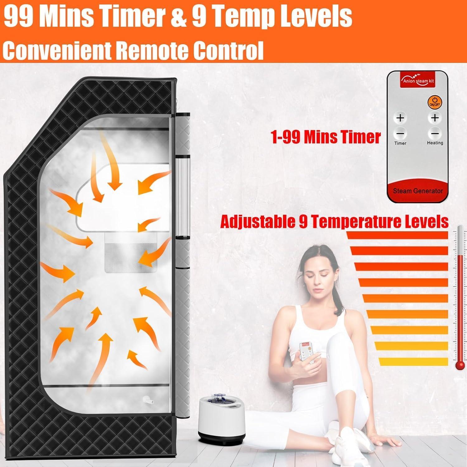 Sauna Portátil Bsdonte SN-A con Vaporizador 1000W y Silla