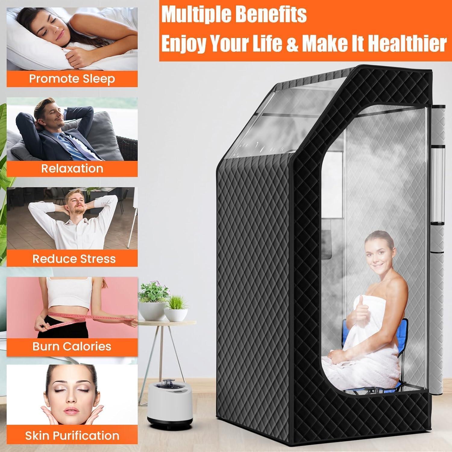 Sauna Portátil Bsdonte SN-A con Vaporizador 1000W y Silla