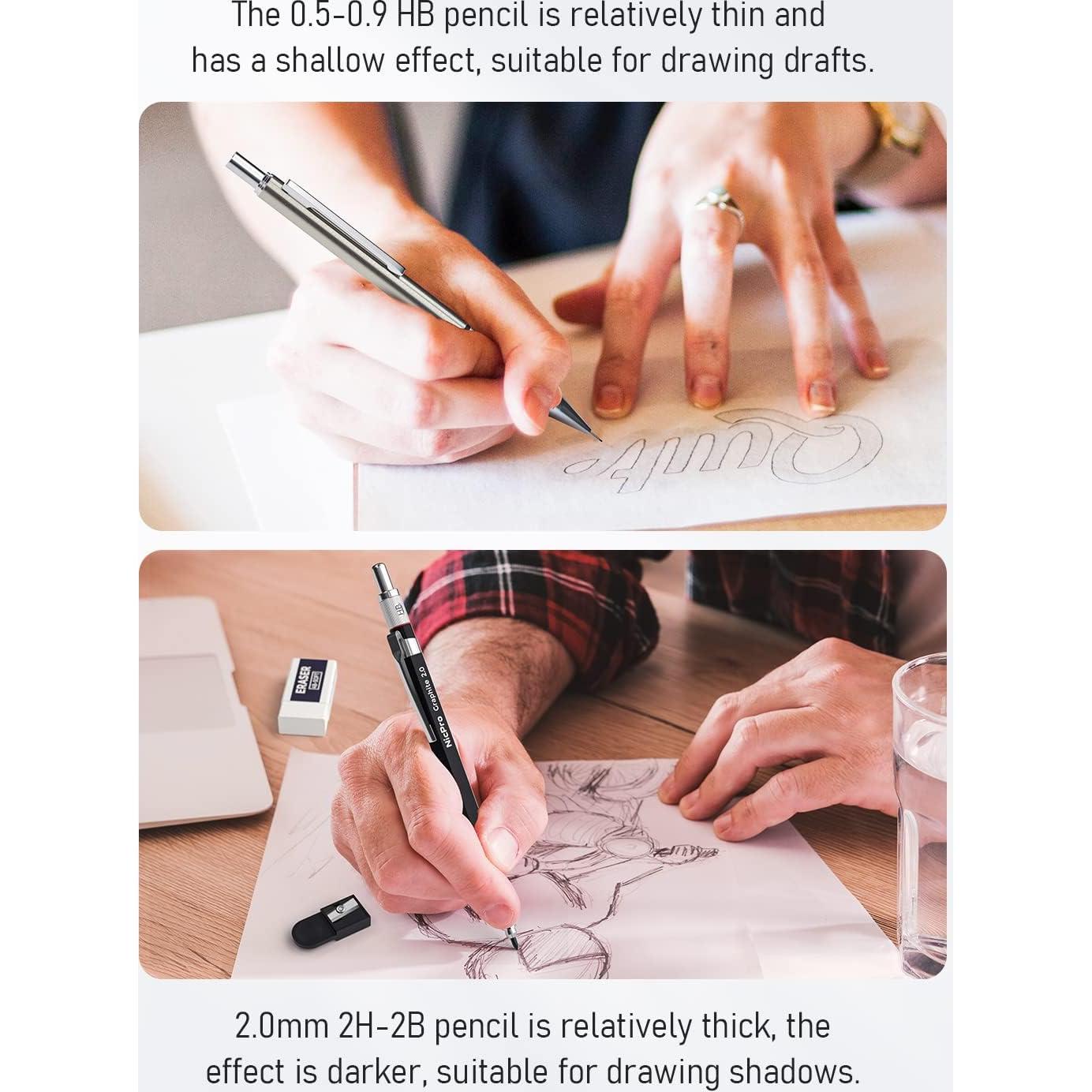 Conjunto de Lápices Mecánicos Nicpro 6PCS 0.5-0.9mm y 2mm