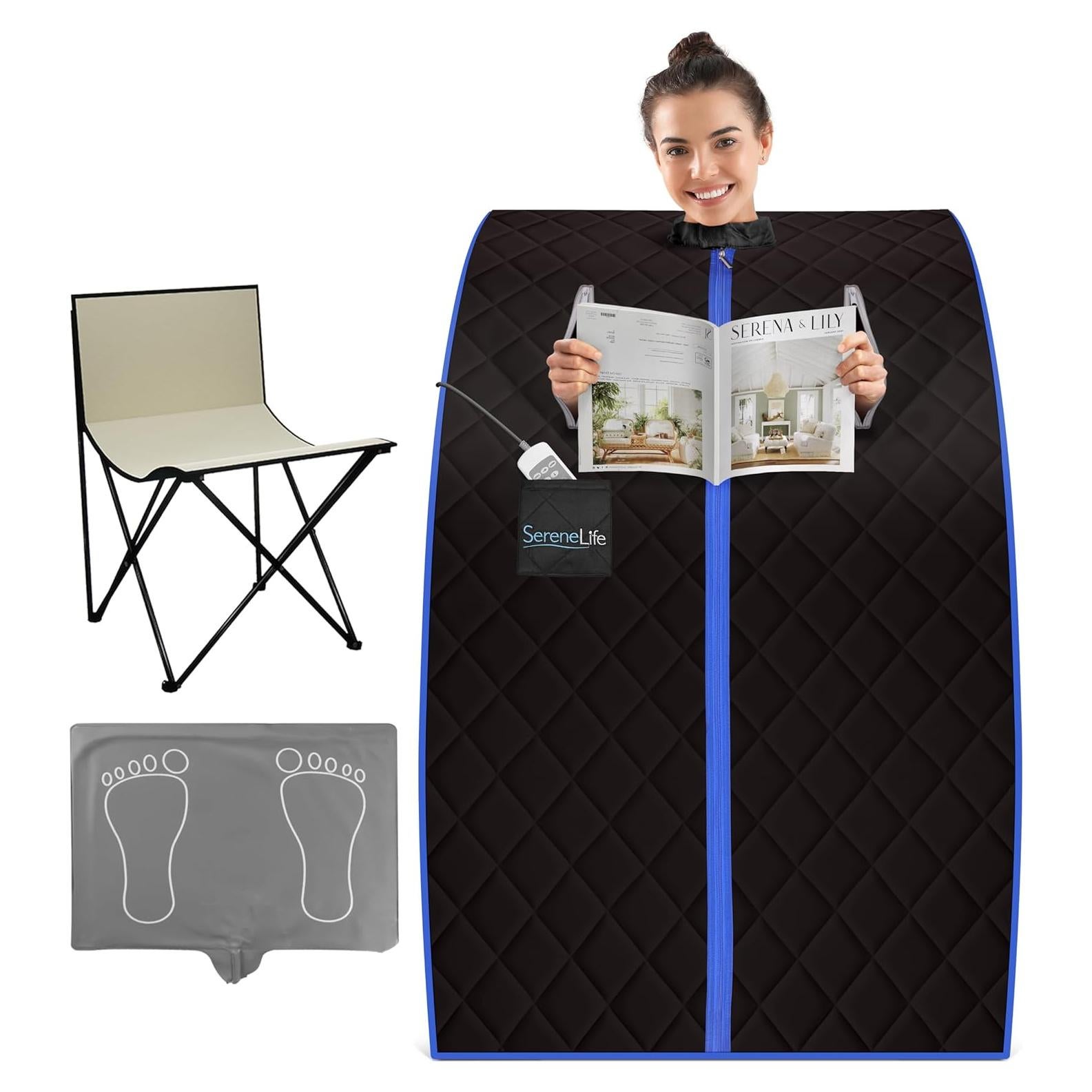 Sauna Infrarroja Portátil SereneLife 70x80x96cm Negro