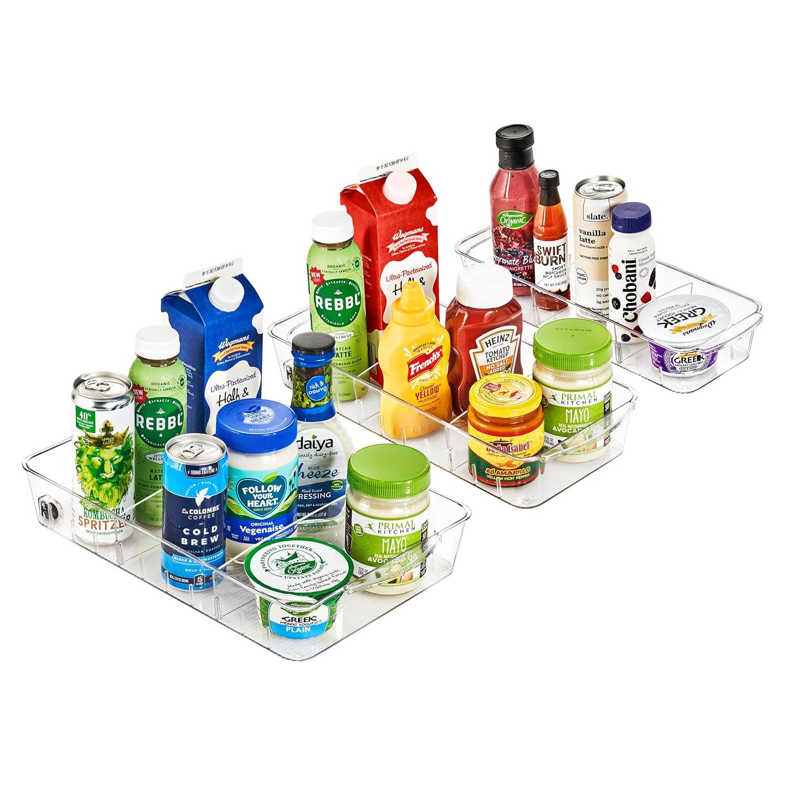 Organizador de Nevera Sorbus con Ruedas - 3 Contenedores Transparentes