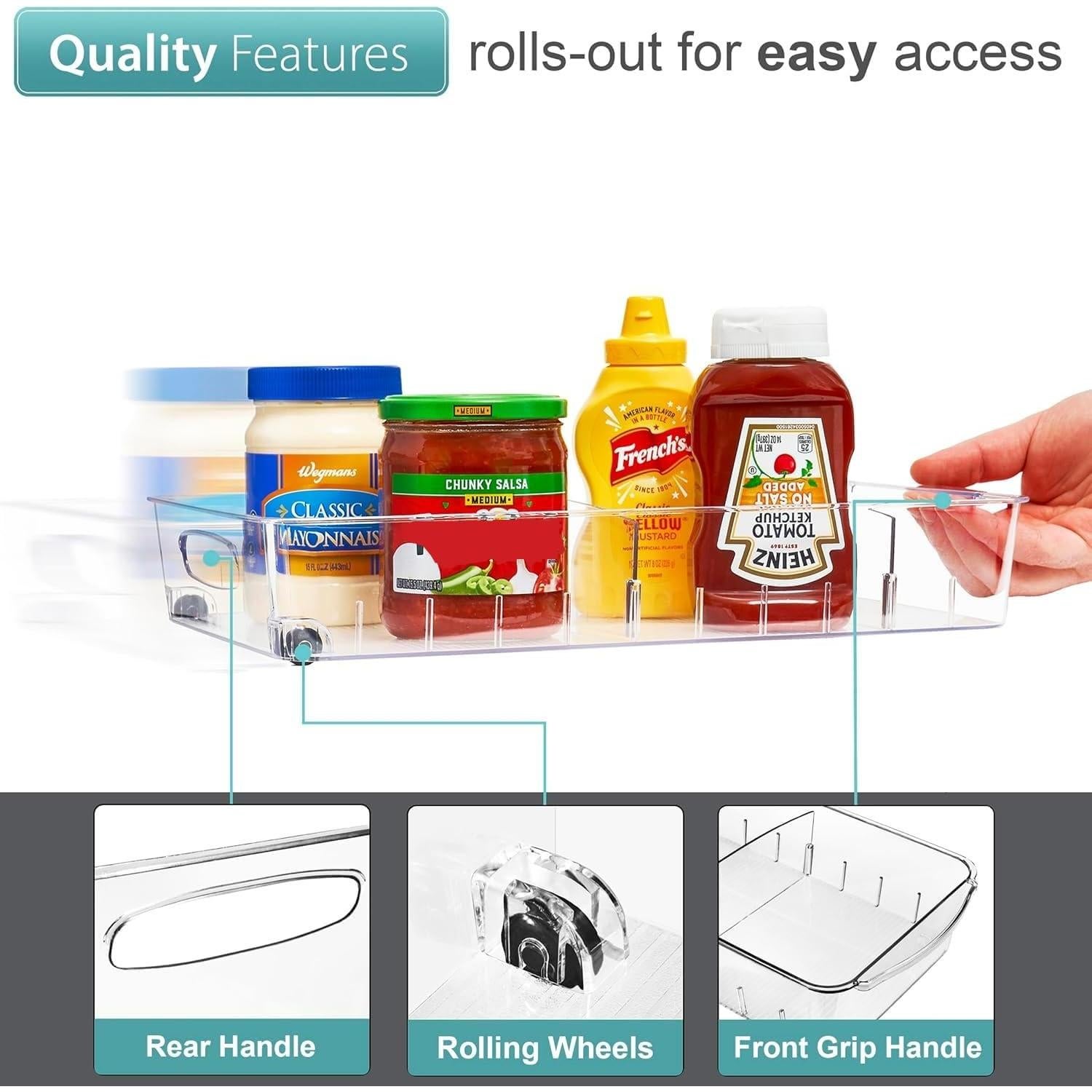 Organizador de Nevera Sorbus con Ruedas - 3 Contenedores Transparentes