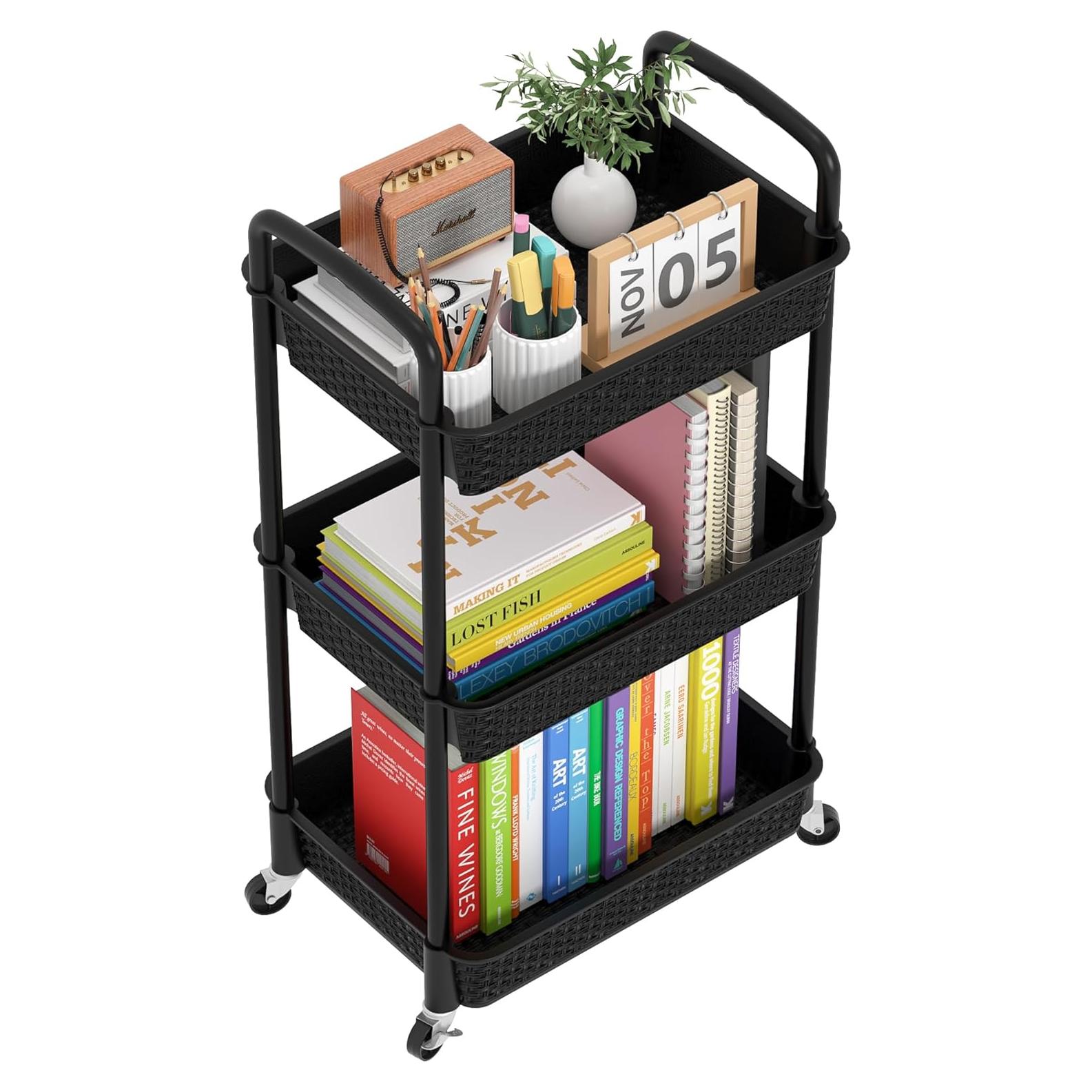 Carro de Utilidad Rodante MOYIPIN 3 Niveles Negro