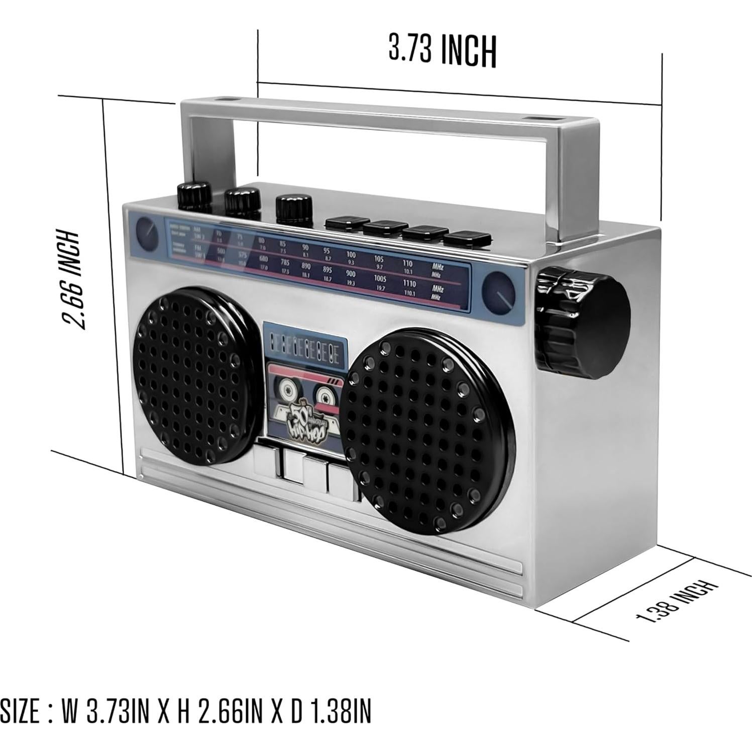 Portable Mini Bluetooth Wireless Speaker Retro Wearable Boombox, 27 Inch Necklace, FM Radio, On Board Buttons, Dual 6W Peek Power Micro Speakers, Long Lasting Battery