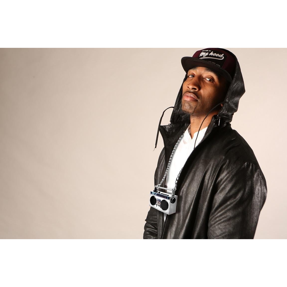 Portable Mini Bluetooth Wireless Speaker Retro Wearable Boombox, 27 Inch Necklace, FM Radio, On Board Buttons, Dual 6W Peek Power Micro Speakers, Long Lasting Battery