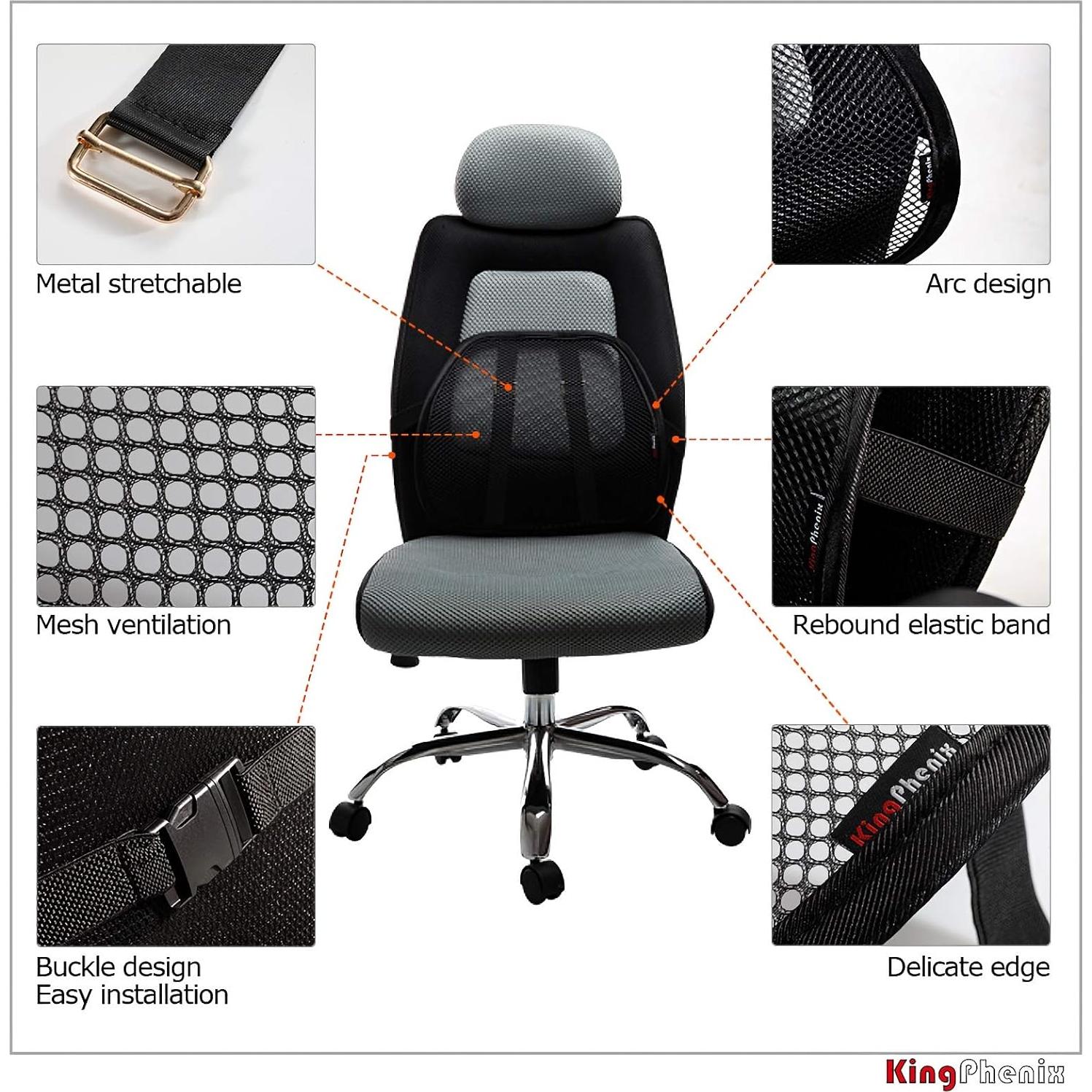 Cojín Soporte Lumbar Kingphenix 2 Piezas Malla Transpirable