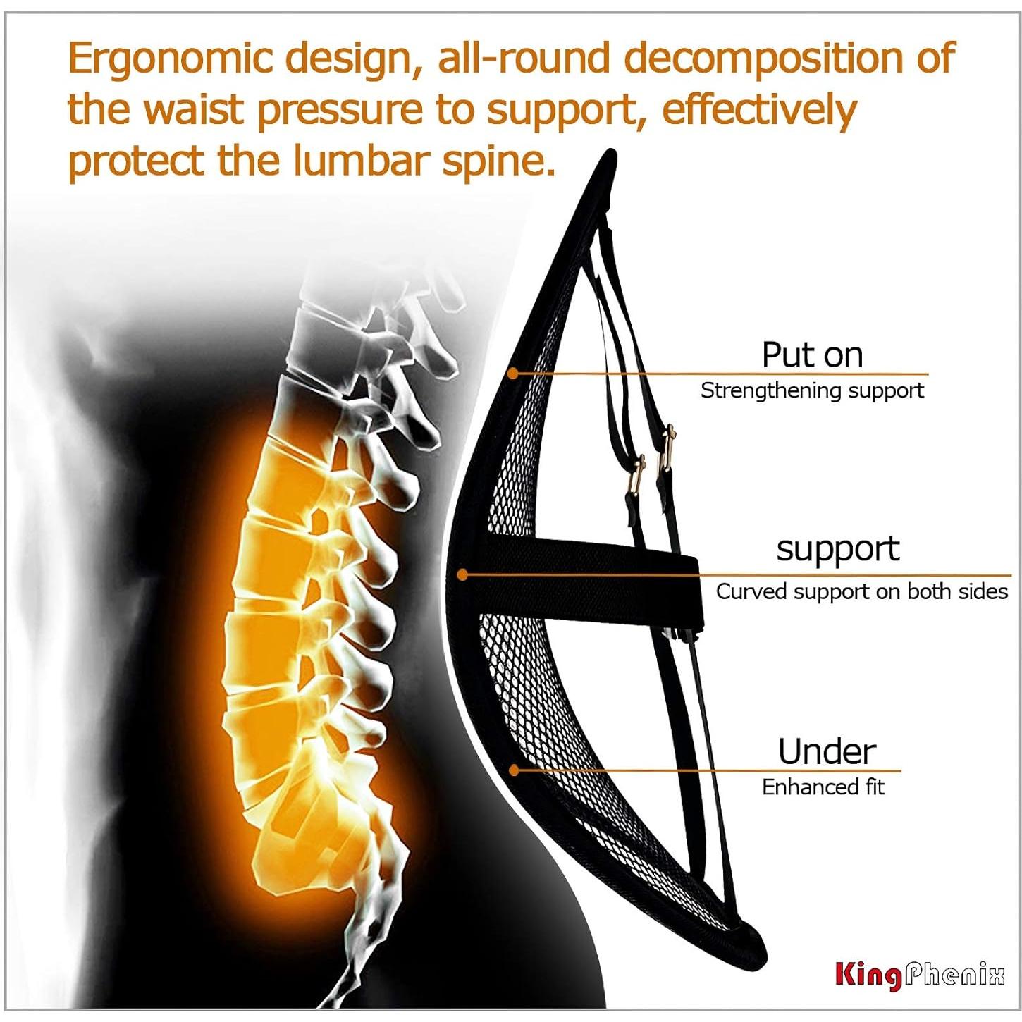 Cojín Soporte Lumbar Kingphenix 2 Piezas Malla Transpirable