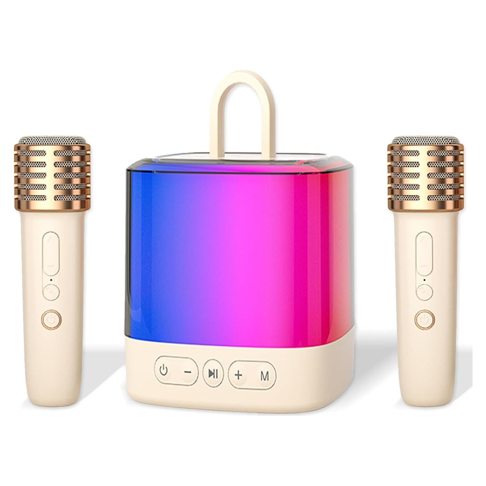 Mini Máquina de Karaoke DRSYXCS con 2 Micrófonos Inalámbricos