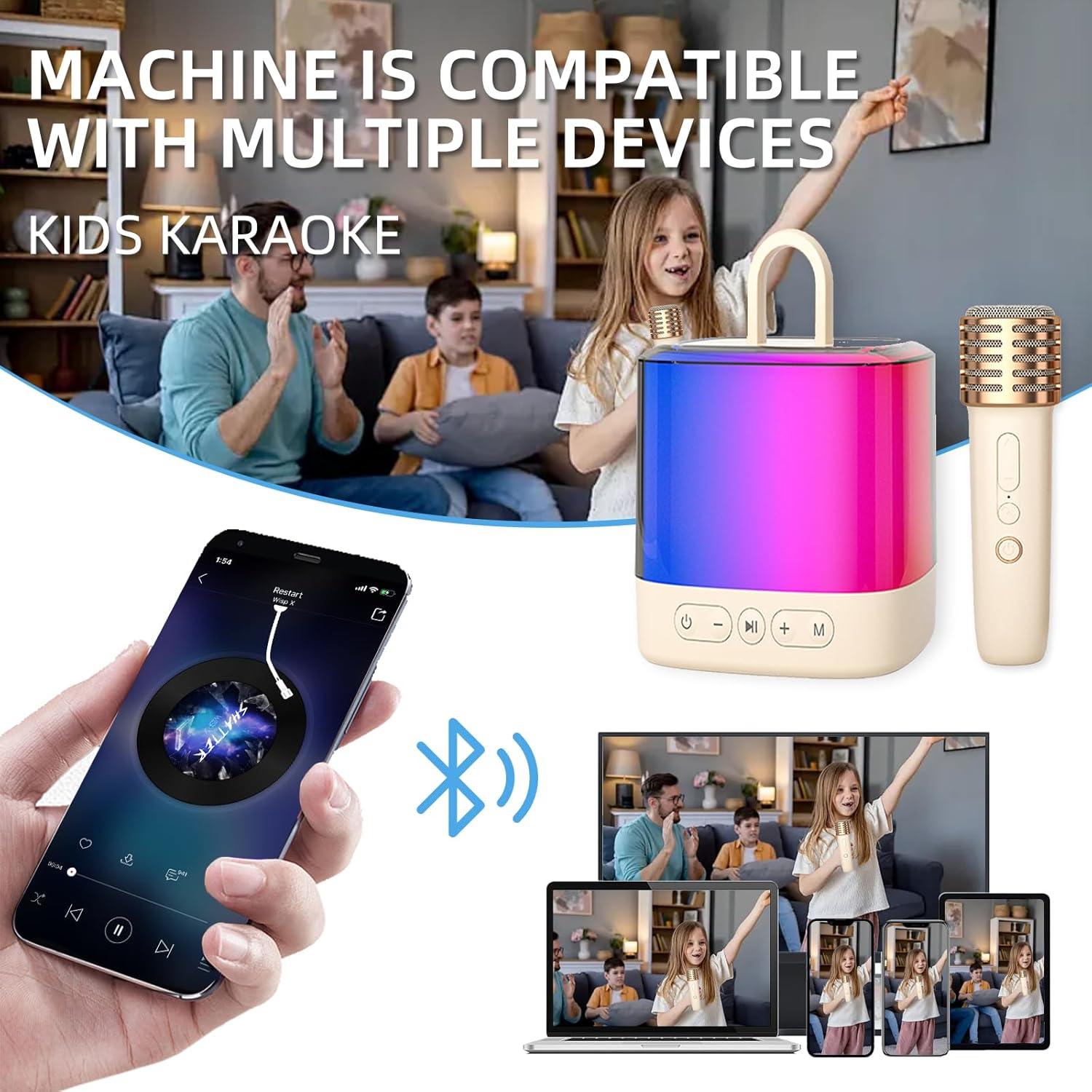 Mini Máquina de Karaoke DRSYXCS con 2 Micrófonos Inalámbricos