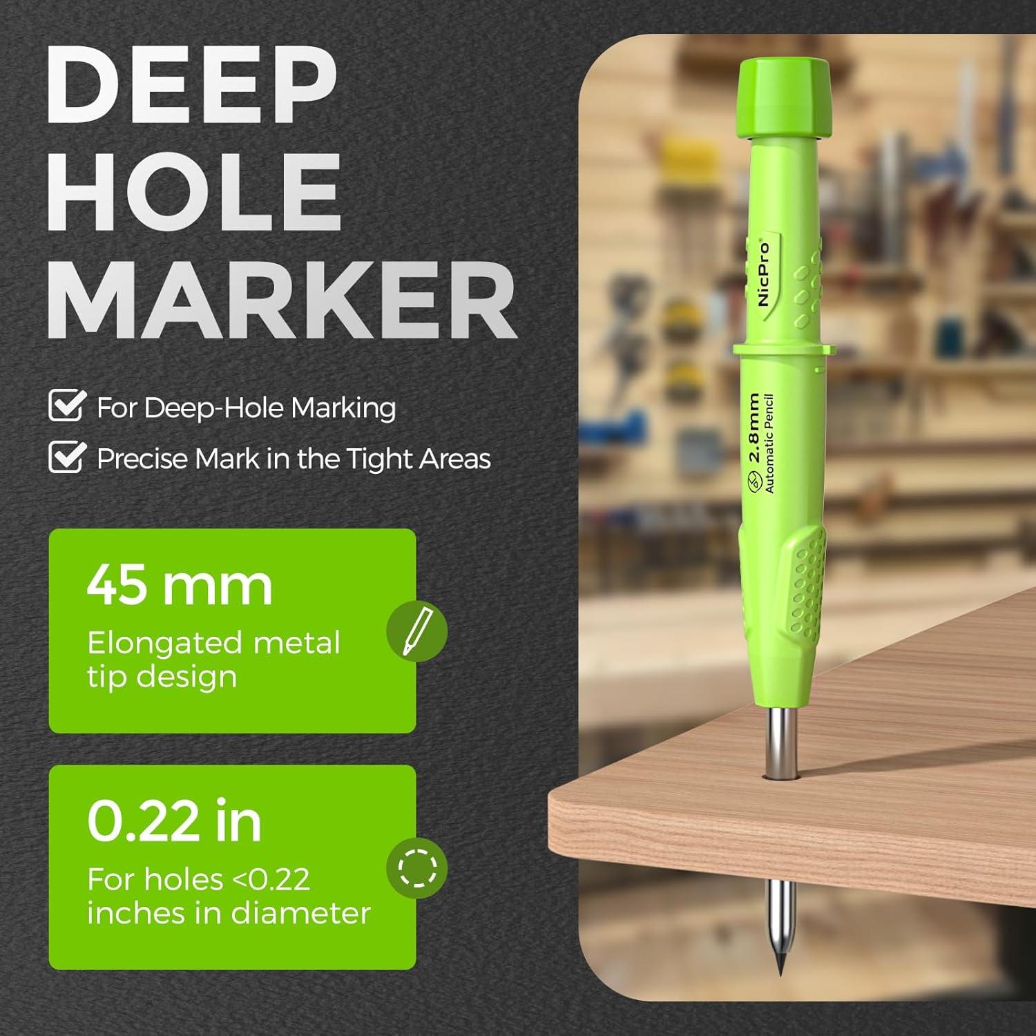 Lápiz de Carpintero Nicpro CP3000 con 19 Recargas Verde