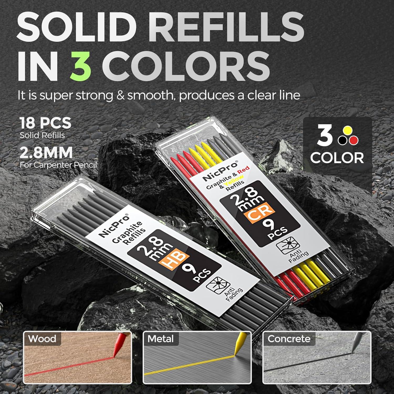 Lápiz de Carpintero Nicpro CP3000 con 19 Recargas Verde