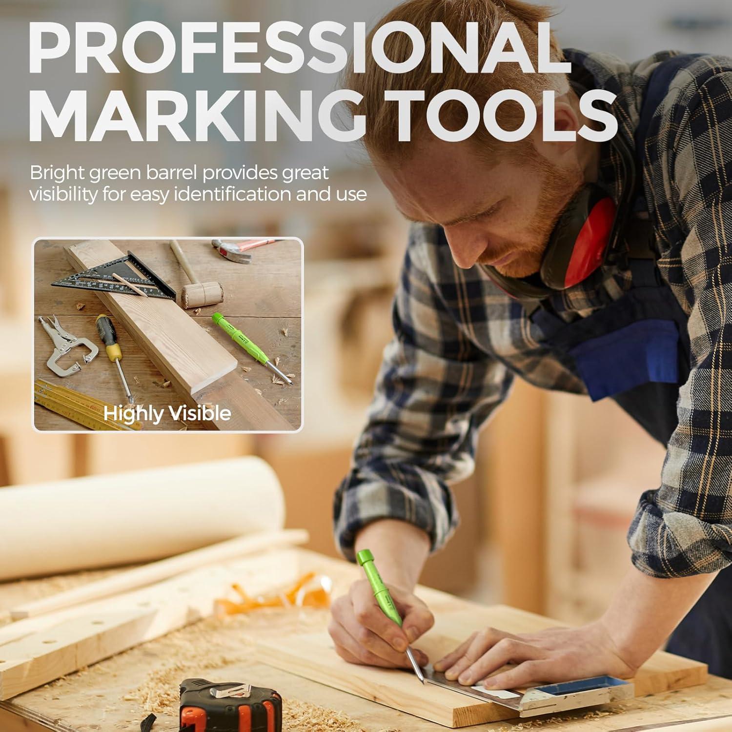 Lápiz de Carpintero Nicpro CP3000 con 19 Recargas Verde