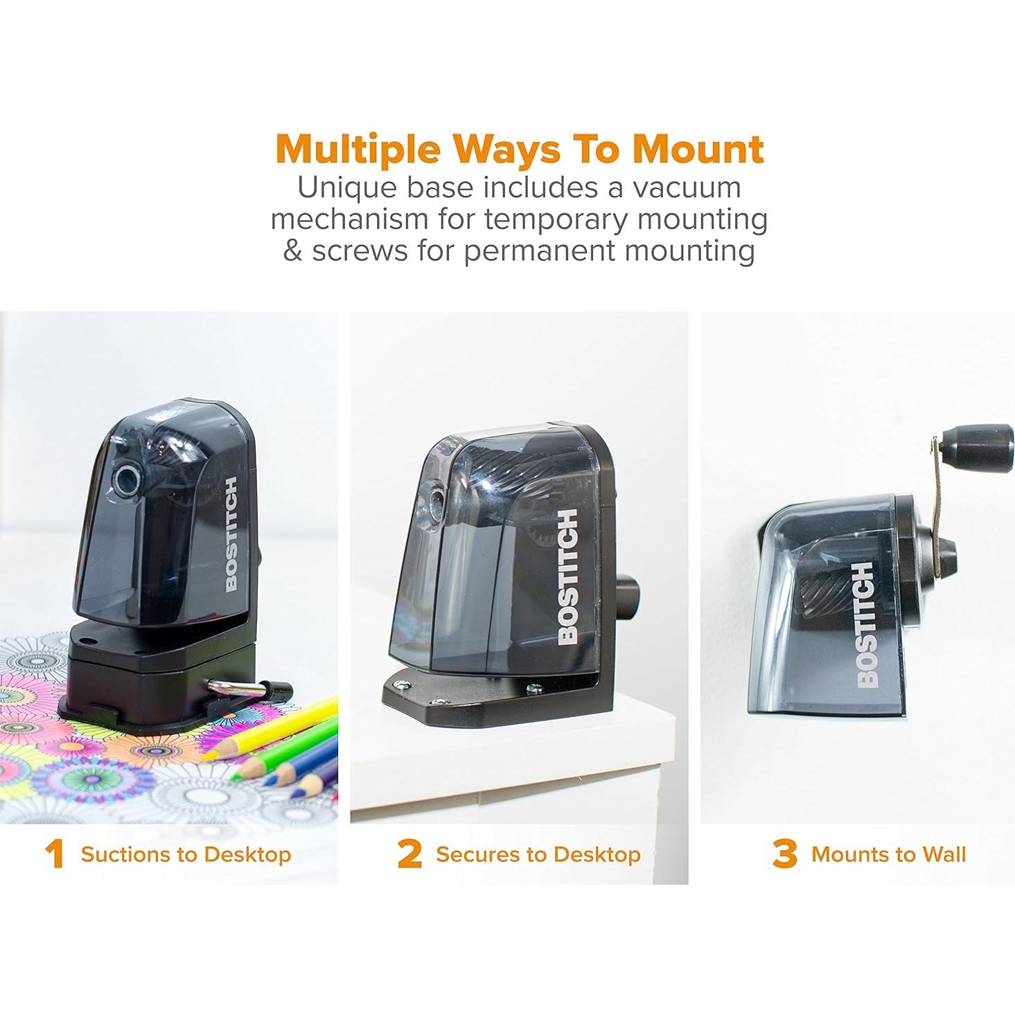 Afilador de lápices Bostitch MPS2-BLK, montaje 2 en 1