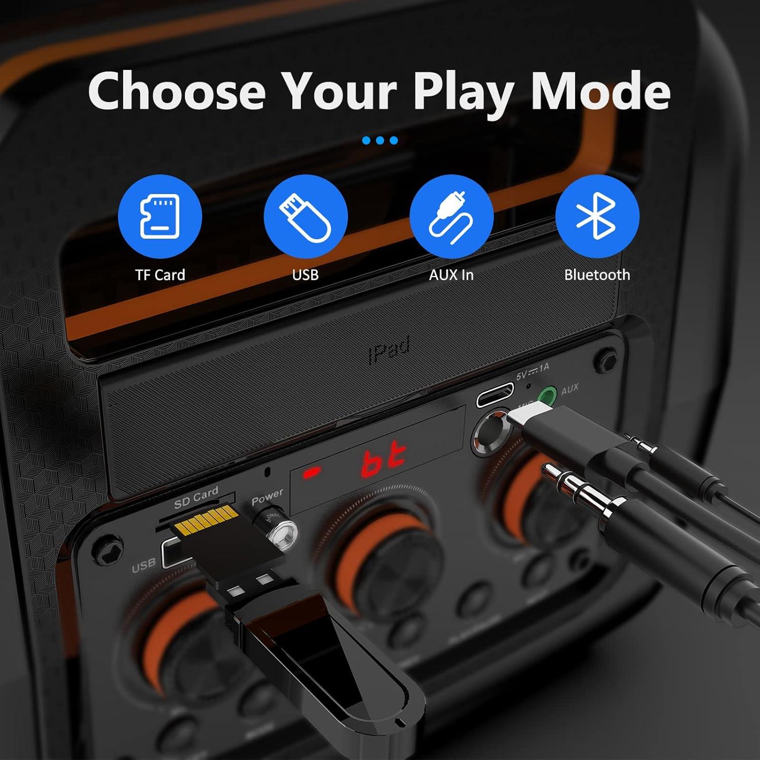 Máquina de Karaoke HWWR Portátil Bluetooth 2 Micrófonos