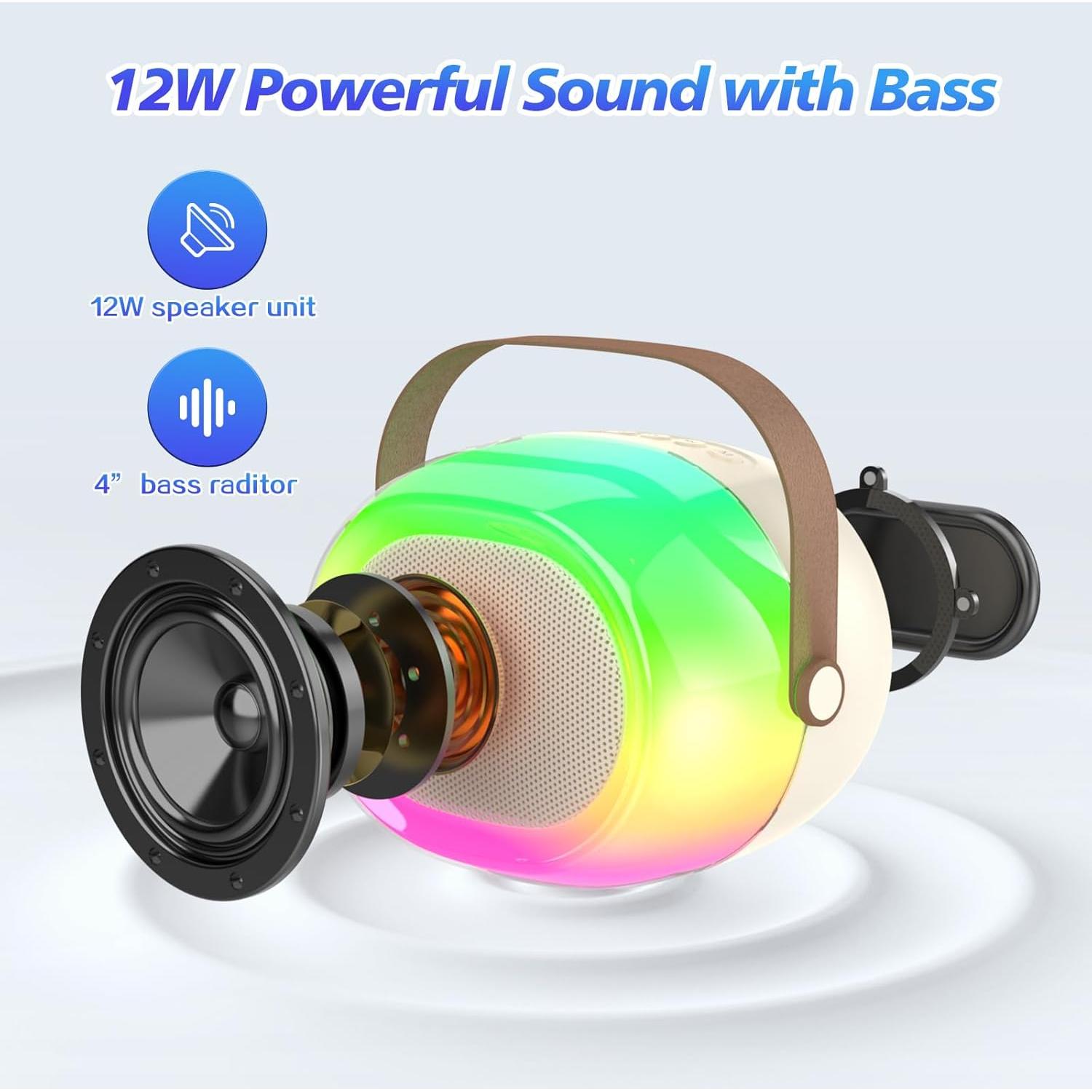 Karaoke Portátil MEGUO K38 con 2 Micrófonos y Luces