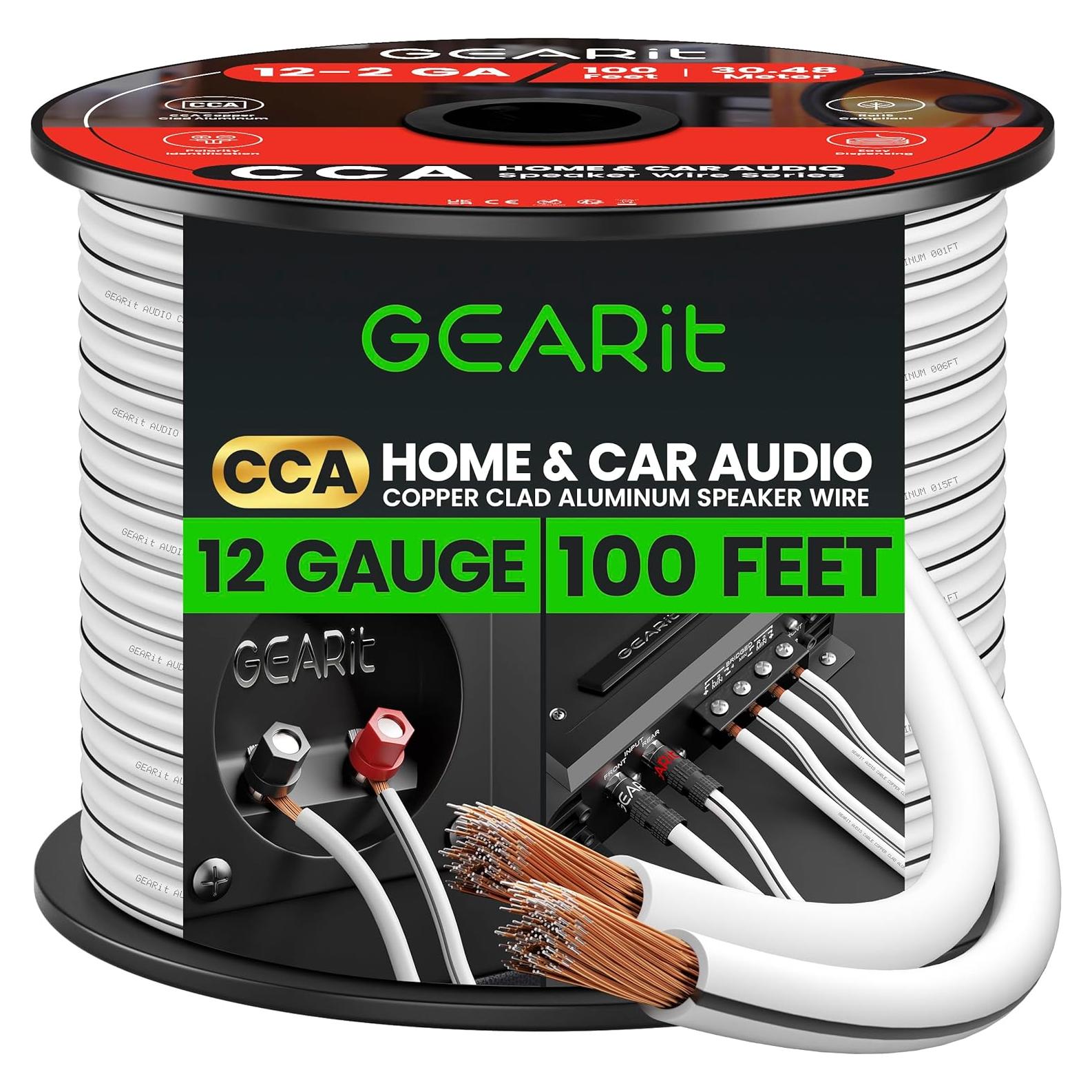 Cable de altavoz GearIT Pro 12AWG 30,48m Blanco